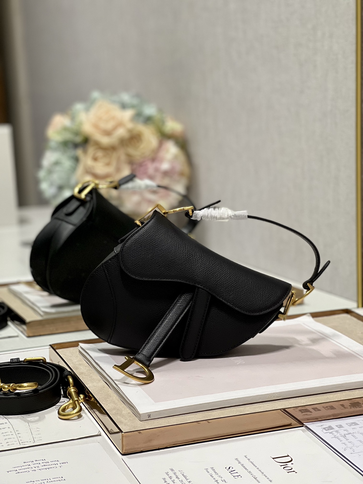 Dior Christian Dior Mini Saddle Bag With Strap Black For Women 7.5in/19cm1:1High-quality replica