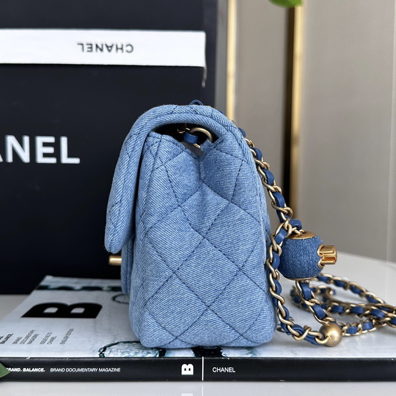 Chanel Classic Flag Bag Quilted Denim 20CM(Replica)1:1High-quality replica