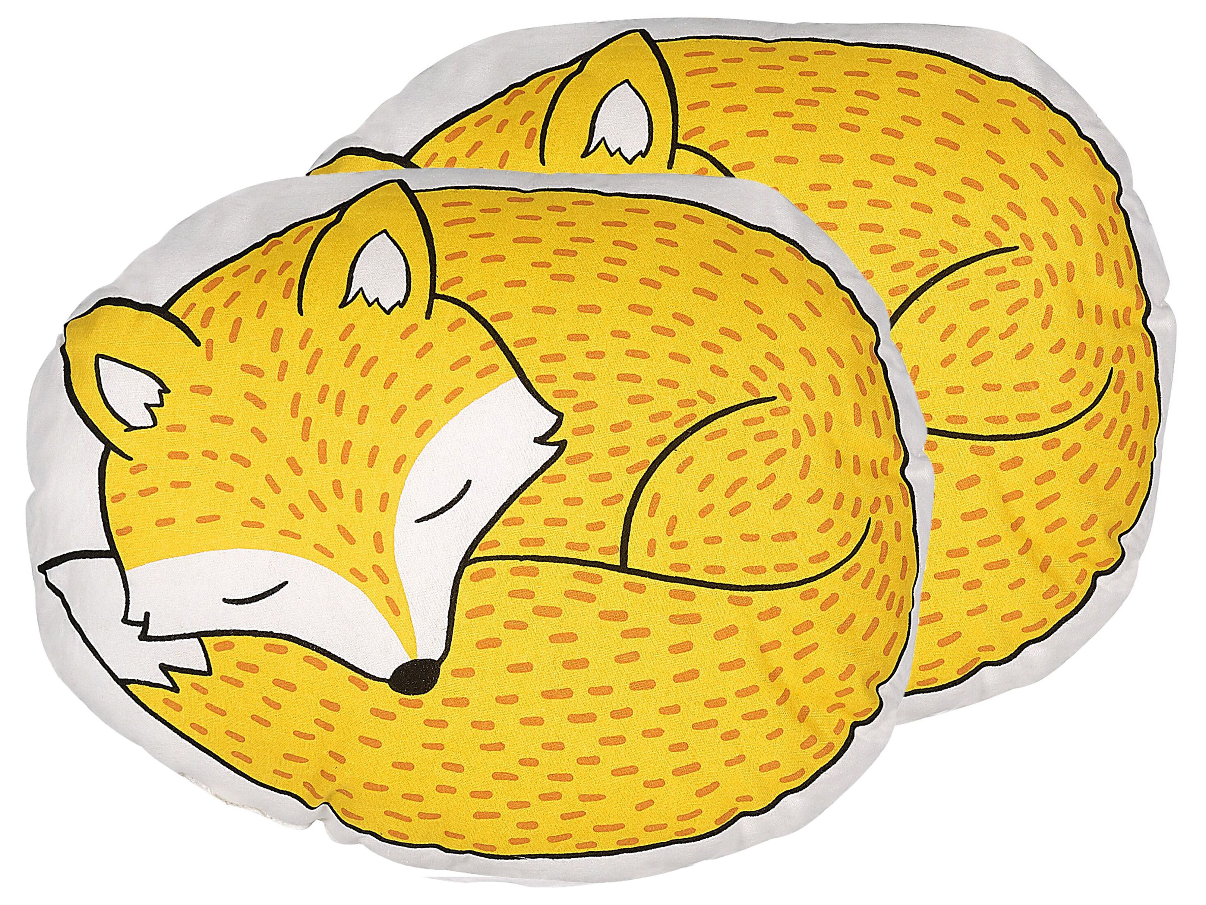 Set of 2 Decorative Cushions DHANBAD Cotton 50 x 40 cm Yellow Fox