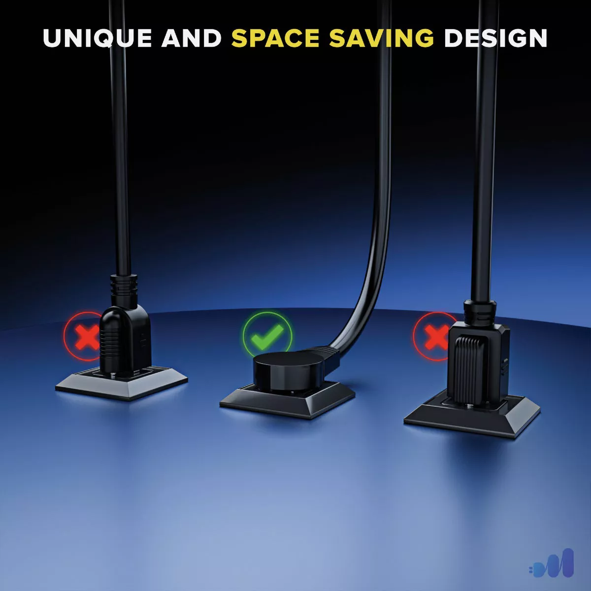 Maximm 15 Ft. 16/3 Black 1-Outlet 360 Deg. Rotating Plug Extension Cord with Lighted Hook