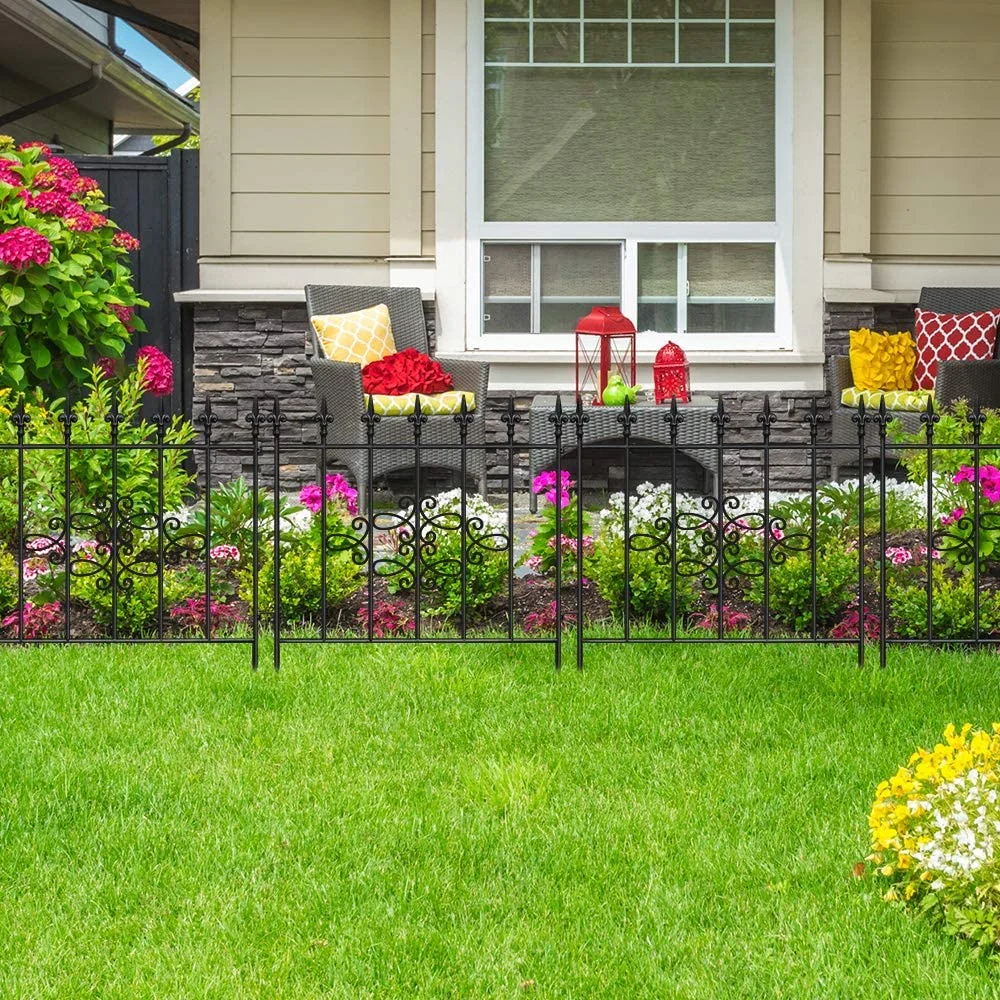 Amagabeli GARDEN & HOME Decorative Garden Fence GFP008 27inx10ft Outdoor Coated Rustproof Metal Garden Fencing Panel Animal Barrier Iron Folding Edge Wire Border Fence Ornamental for Patio Landscape - Image 2
