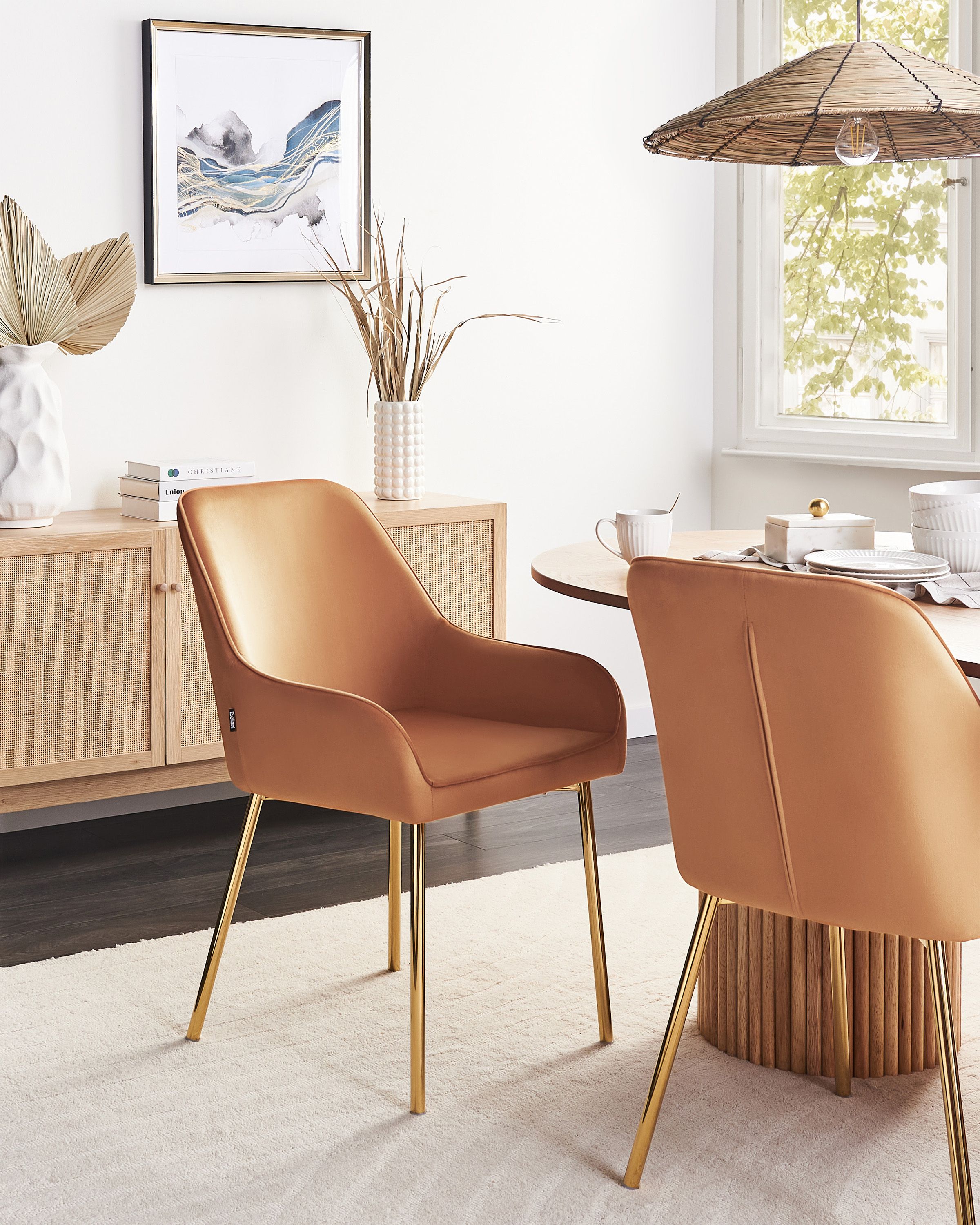 Set of 2 Dining Chairs LOVERNA Velvet Orange