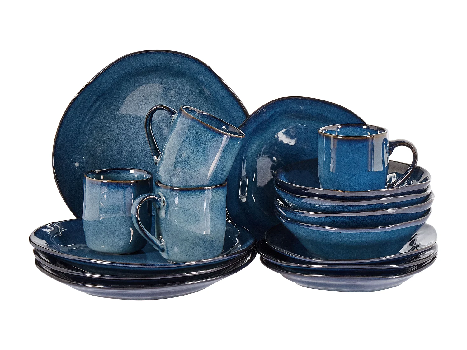 Set de 16 couverts de table HAWTHORN Grès Bleu