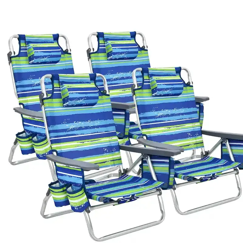 CraftPorch 4-Pack Folding Beach Chairs With 5-Position Recline - Image 2 CraftPorch 4-Pack Folding Beach Chairs With 5-Position Recline - Image 2