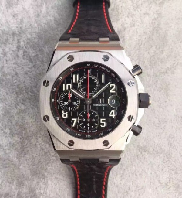 Replica Audemars Piguet JF Royal Oak Offshore Black Theme Black Leather Strap A3126 - Top club