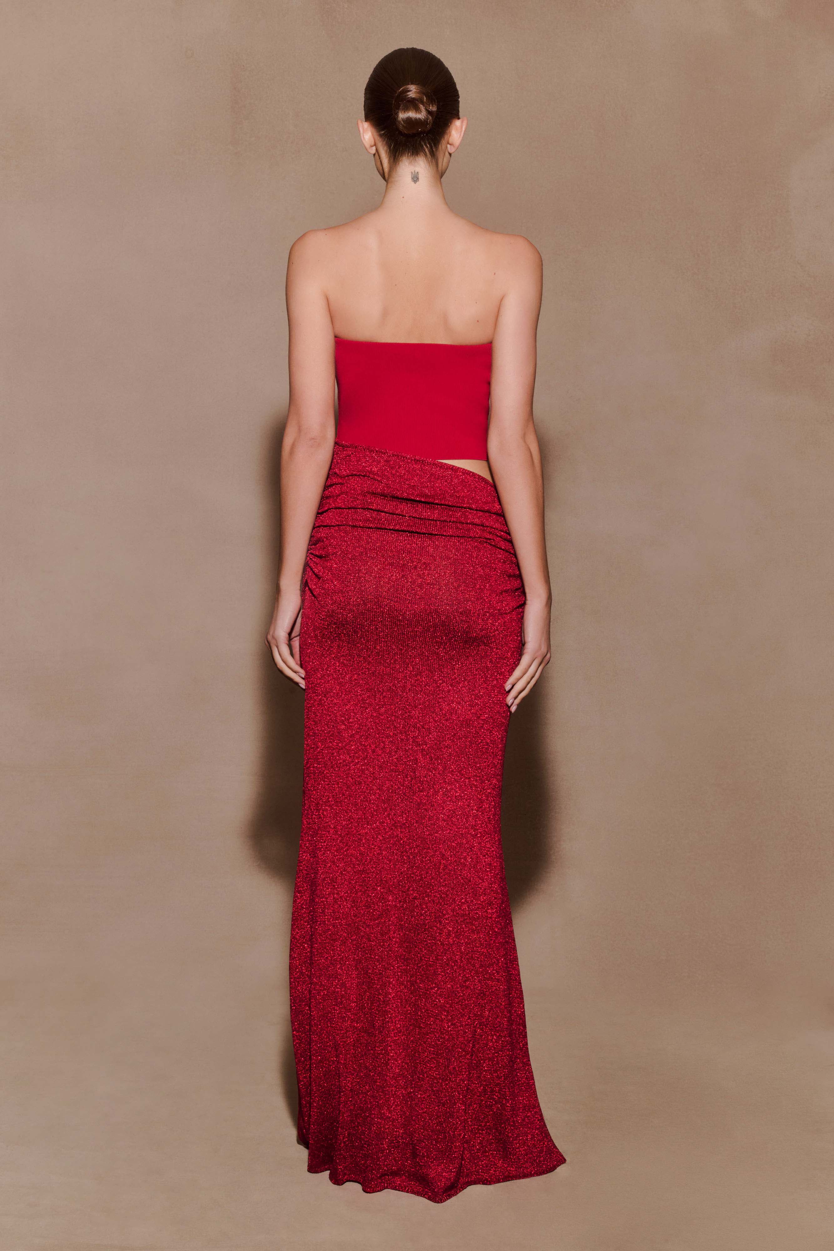 Jasiel Strapless Knit Maxi Dress - Red