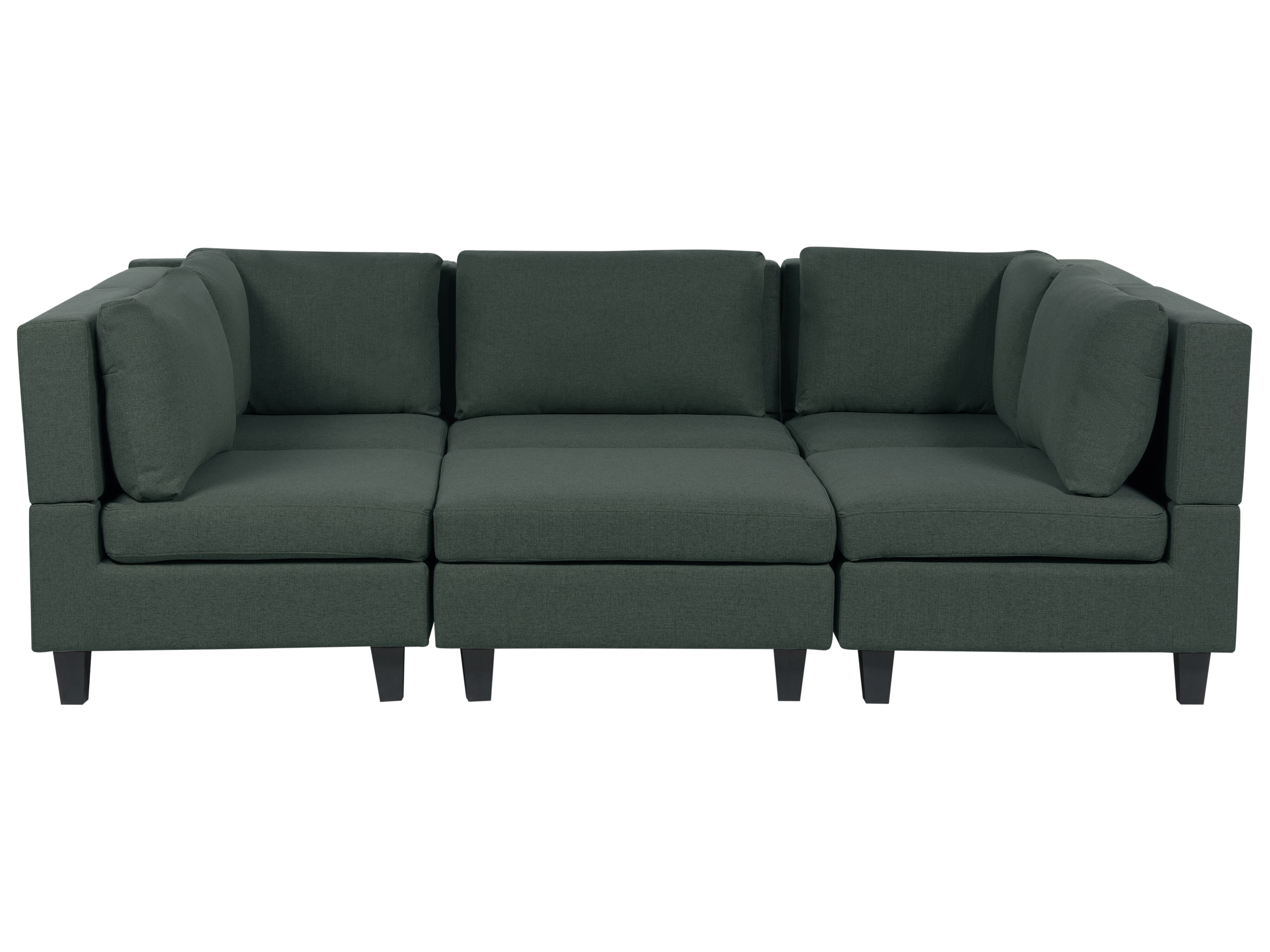 Modular U-Shape Sofa 5 Seater UNSTAD Fabric Dark Green with Ottoman