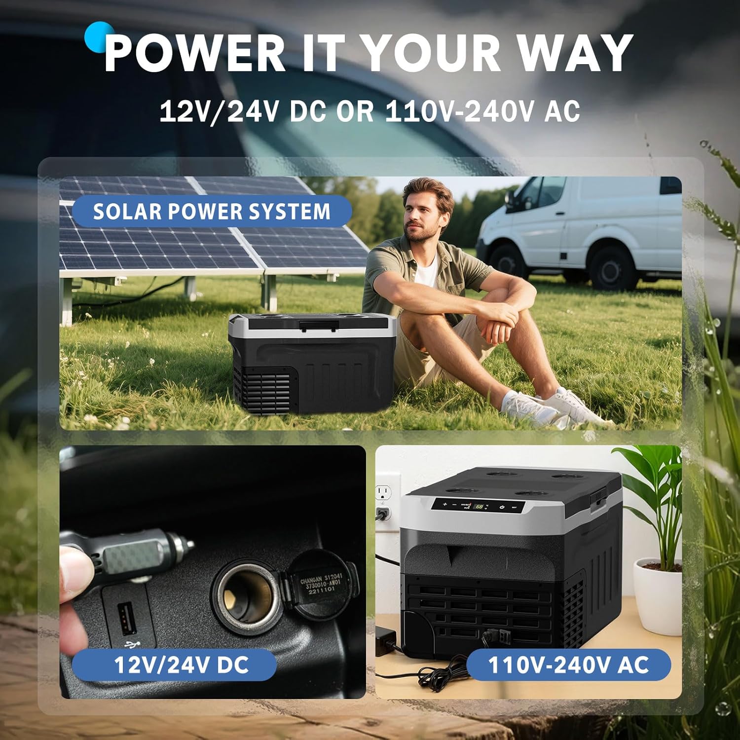 DOGHLY 12 Volt Refrigerator, 32QT Portable Cooler -4℉-68℉, Compressor Car Fridge 12V/24V DC & 110-240V AC, Electric Cooler for Truck, RV, Camper, SUV, Travel, Camping & Road Trips (32QT)