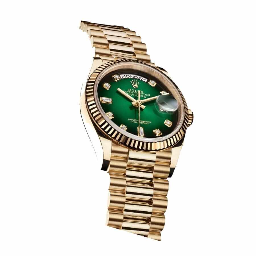 Rolex Day-Date 118238 Yellow Gold Green Dial Replica - Elite Watch Atelier