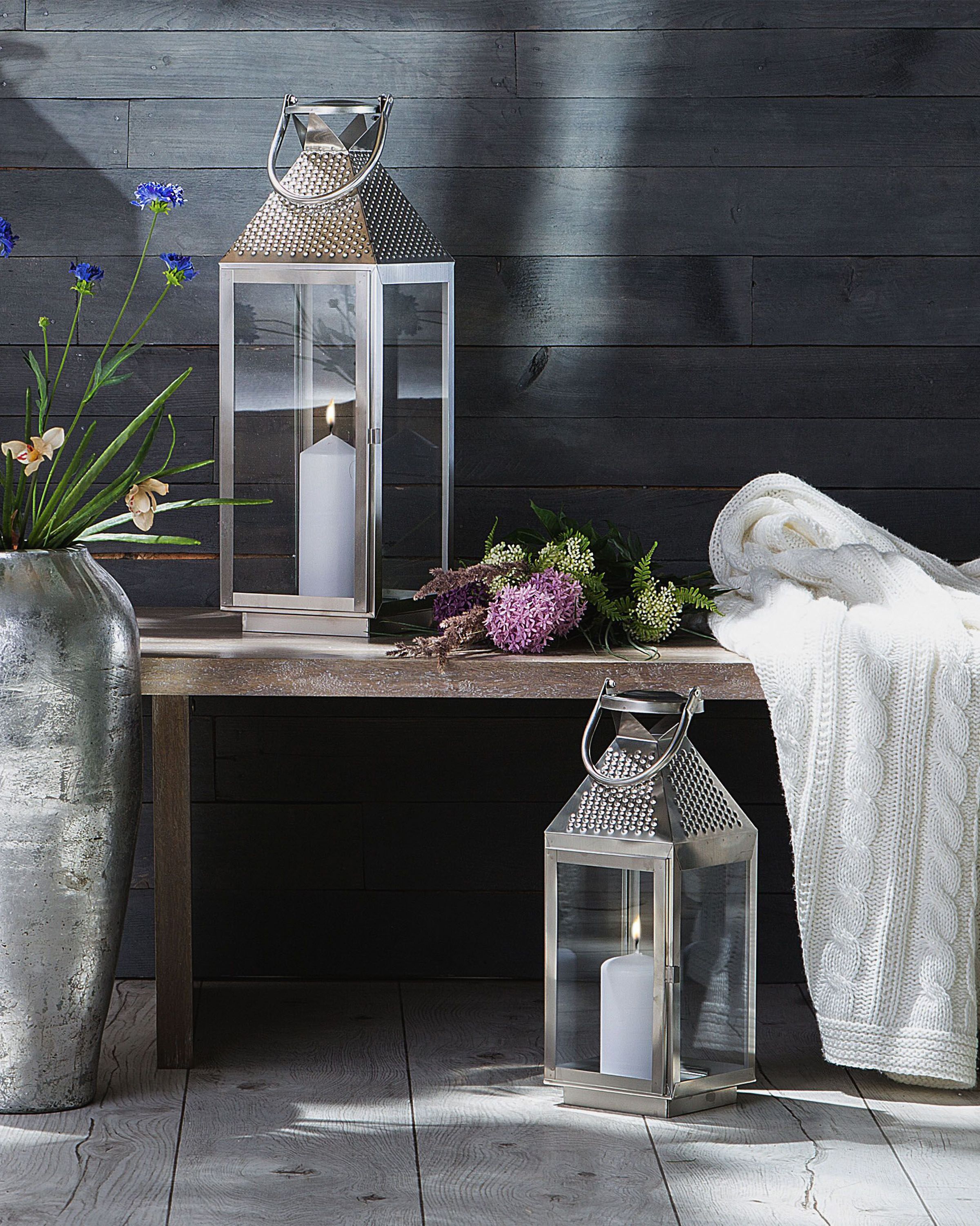 Lantern BALI Stainless Steel 55 cm Silver
