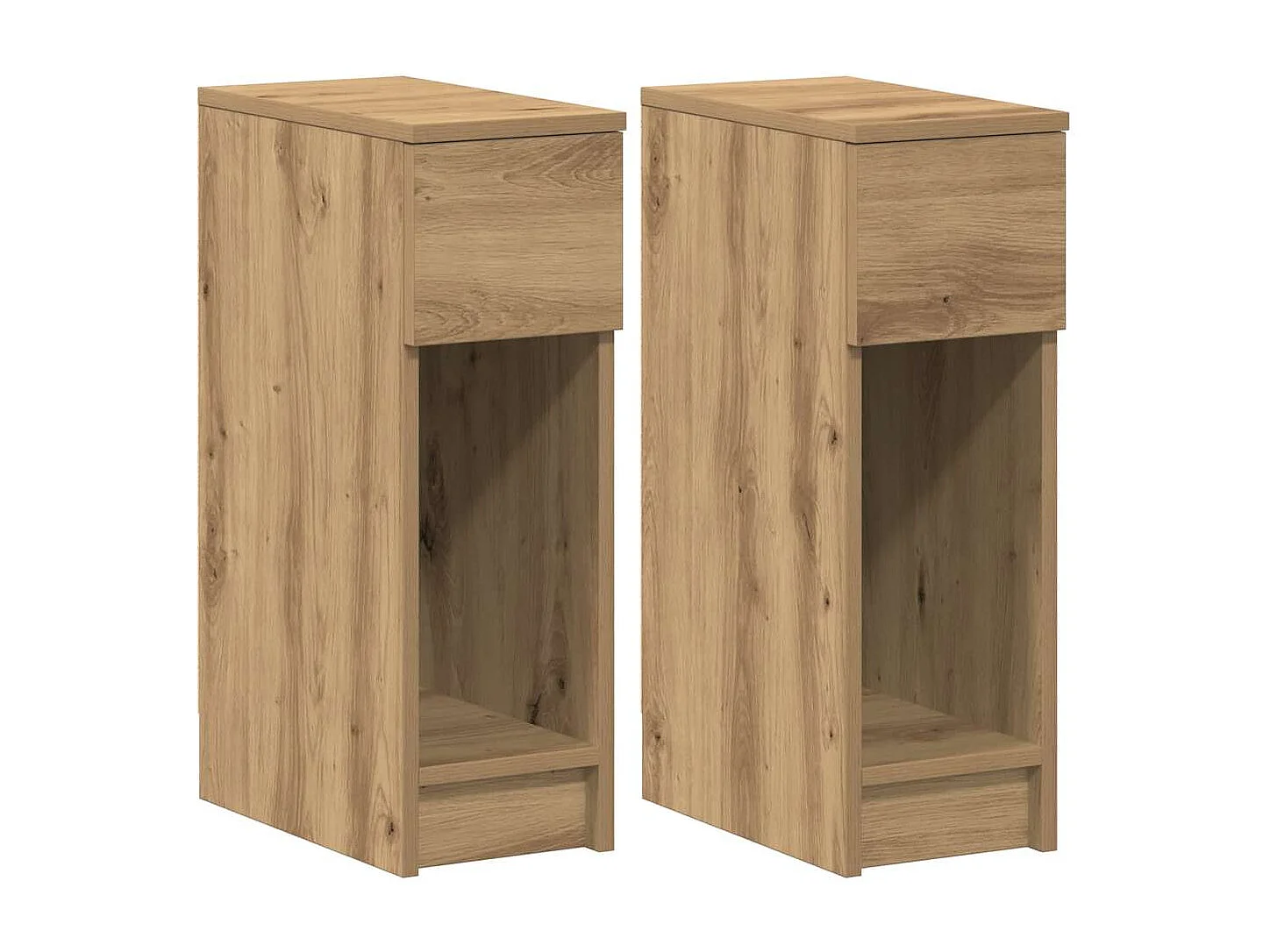 Lot de 2 Tables de chevet avec tiroir chêne artisanal 20x36x60 cm