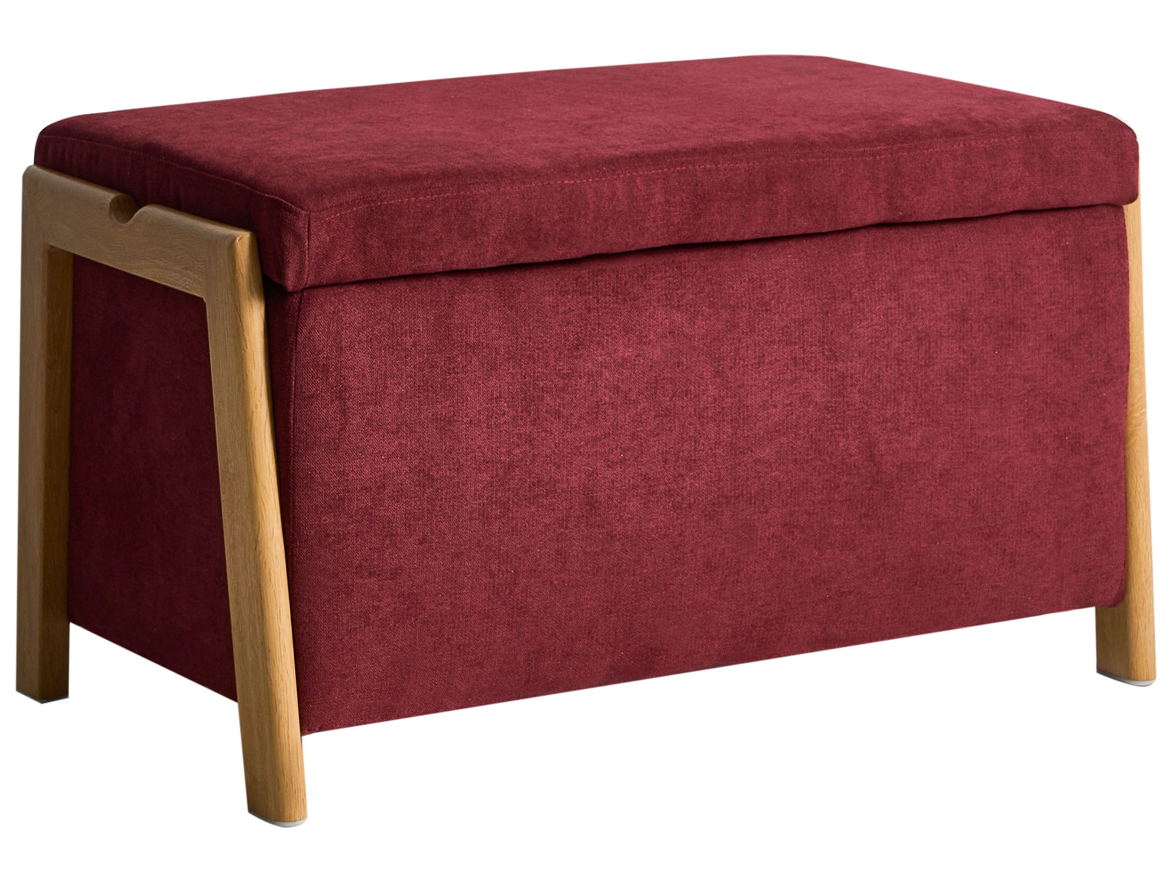 Upholstered Storage Bench EDLAND Fabric Burgundy