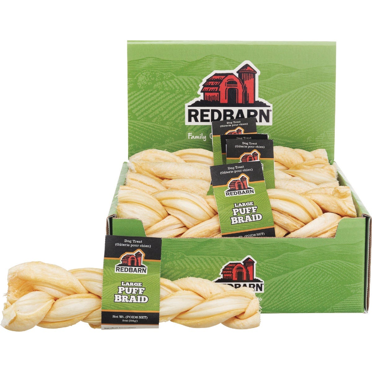 Redbarn Large Puff Braid Dog Treat