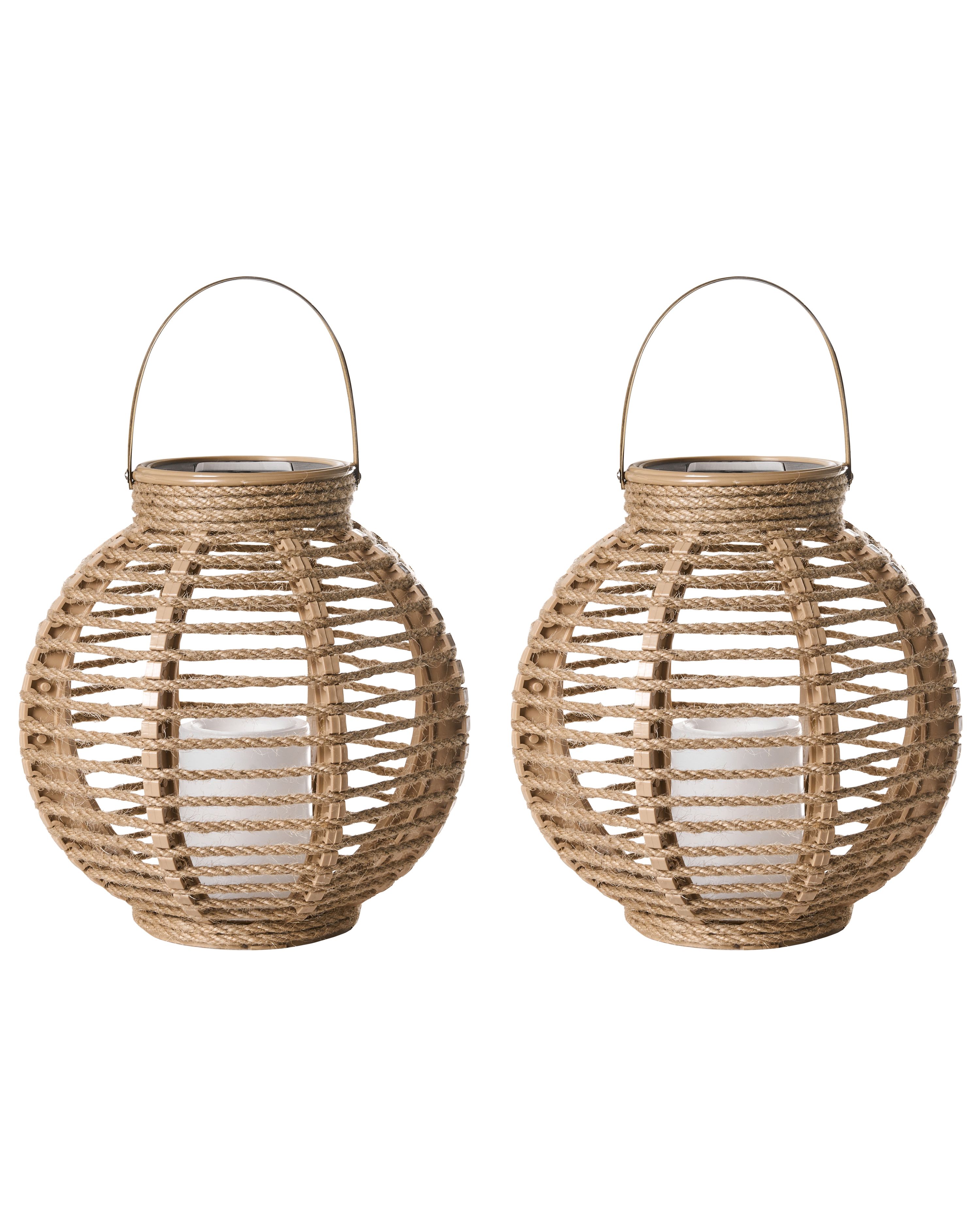 Set of 2 Solar Powered Lanterns SEBU 30 cm Natural