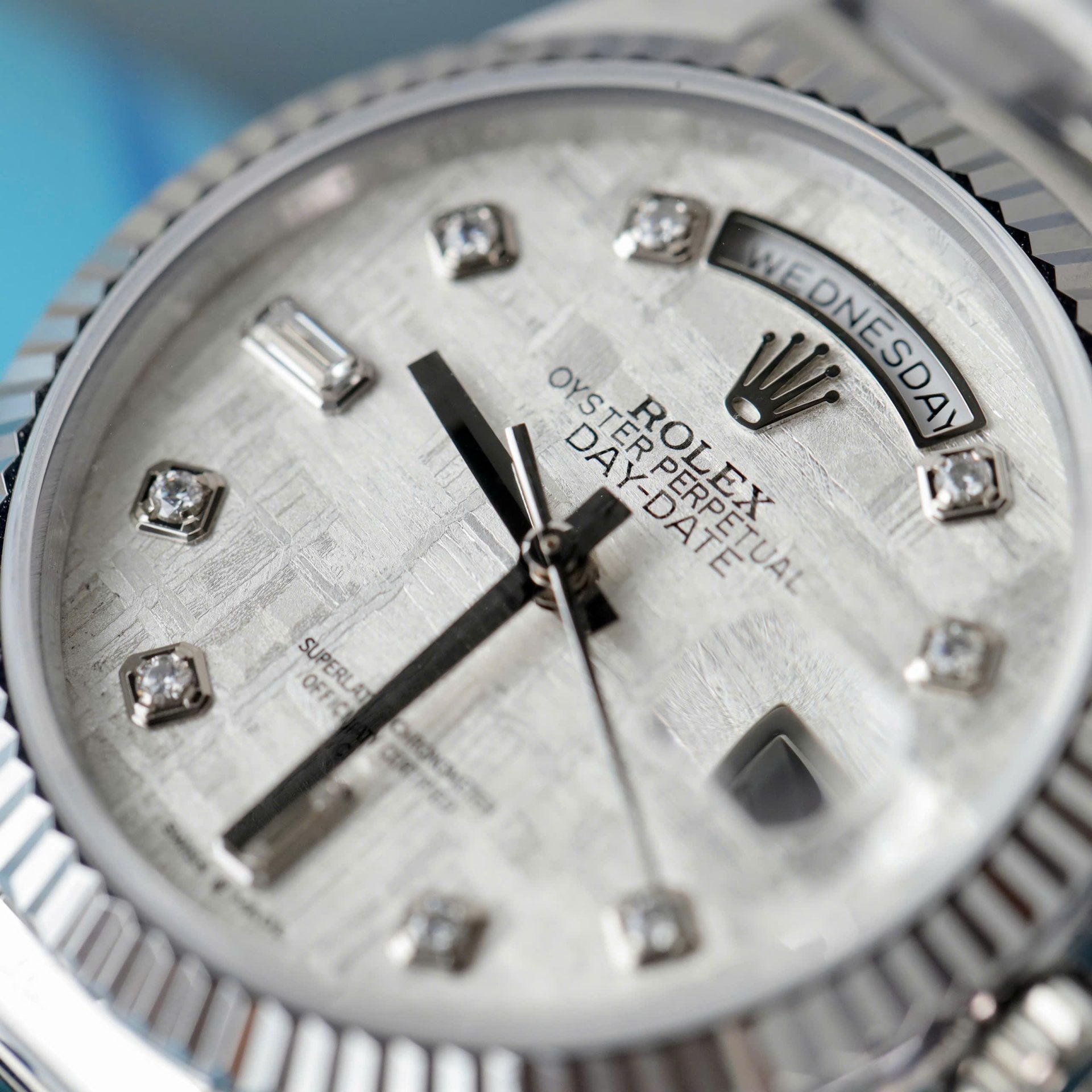 Rolex Day-Date Meteorite Dial Replica Watches Moissanite Diamonds Custom QF Factory 36mm - Top club