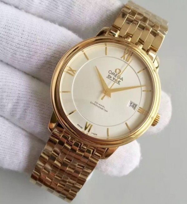 Replica Omega MK De Ville 39.5mm White Dial YG Case SS Bracelet A2824 - Elite Watch Atelier