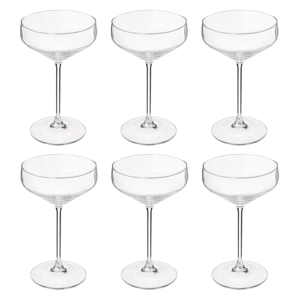 Set of 6 champagne coupes "Nora" 300 ml, Transparent