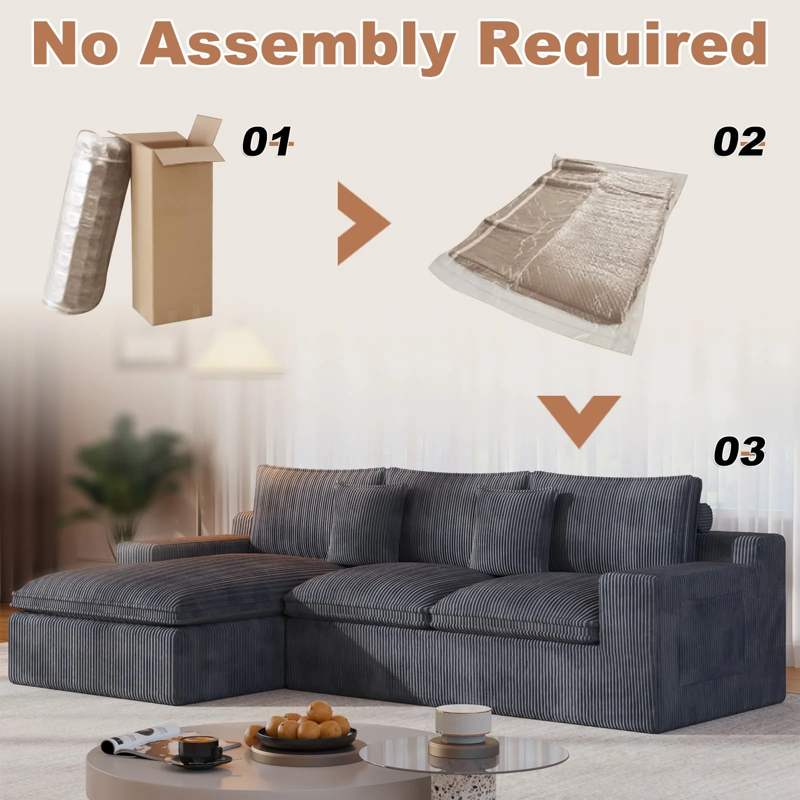 108�� Modular Sectional Sofa, Cloud Sectional Couch with Deep Seat, Modern Modular L-Shape Sofa Couch with Chaise,Upholstered Couches for Living Room Bedroom - Image 17