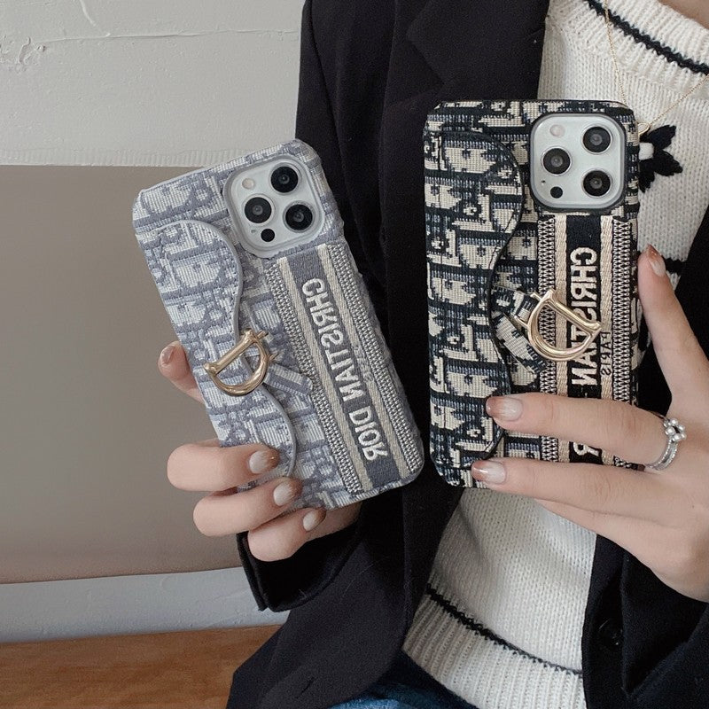 CD Black & Grey Fabric Card Bag iPhone Case - Wholesale & Influencer