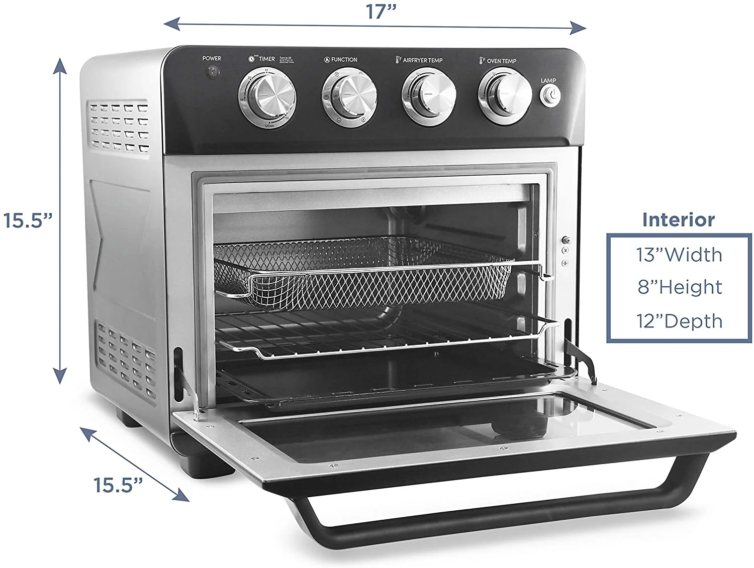 Elite Gourmet Deluxe 25L Air Fryer Oven (Black)