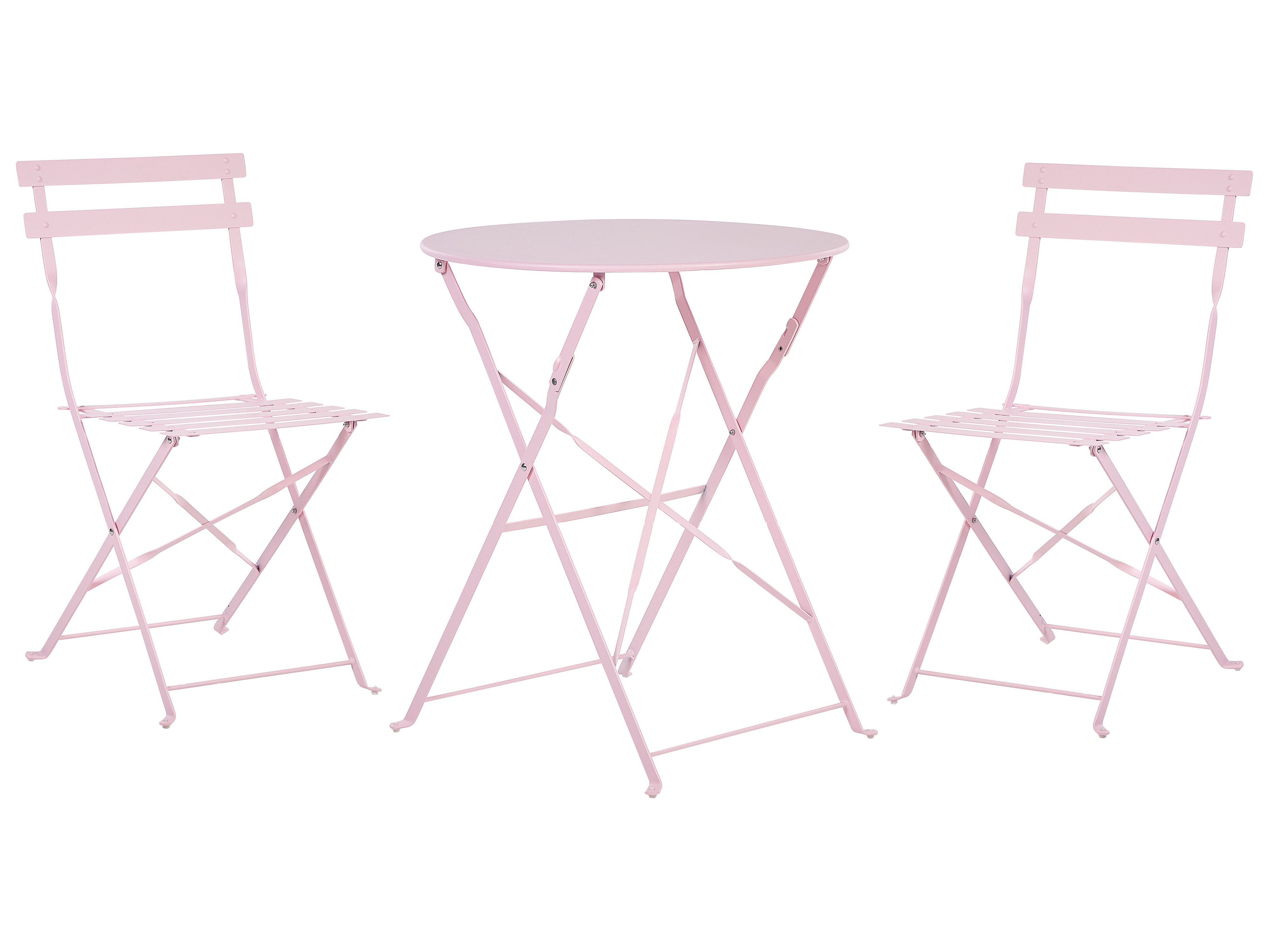 Bistro Set Folding FIORI Metal Pastel Pink