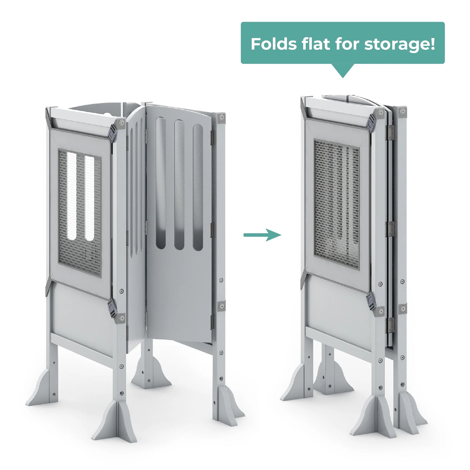 Guidecraft Contemporary Kitchen Helper Step Stool - White: Adjustable, Folding Montessori Toddler Tower - Safety Learning Furniture - Image 27