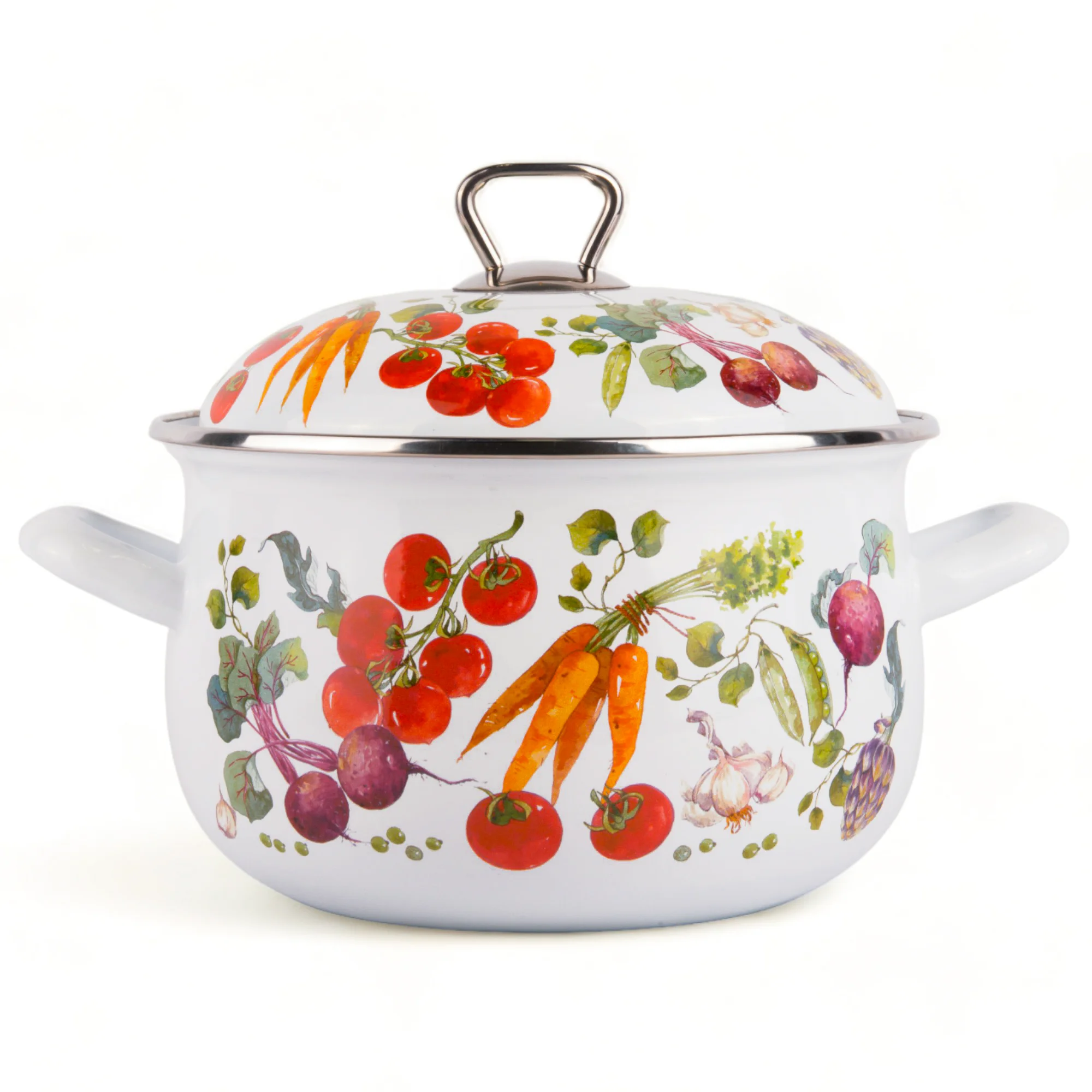 STPgoods Enameled Aluminum Belly Deep Stock Pot with Lid Set of 2 Vegetable Garden Cooking Pot Set 2.2 Qt 4 Qt 5.05 Qt and 6.55 Qt Enamel Soup Pots