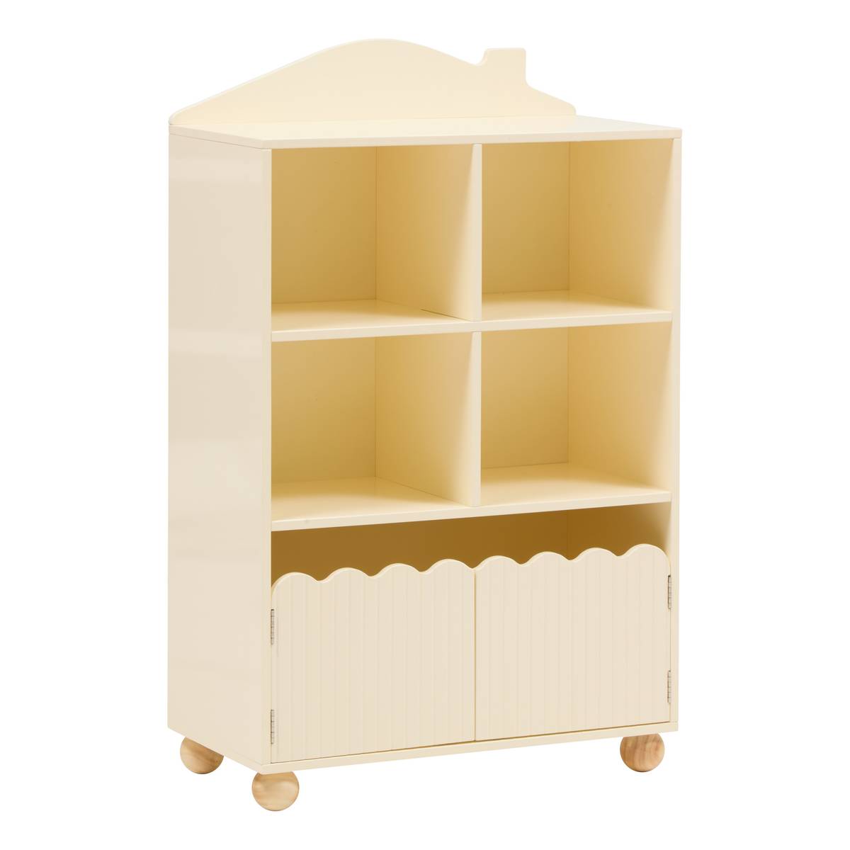 Children's bookcase 2 doors 2 levels "Bouli" Beige, 94.5x60 cm