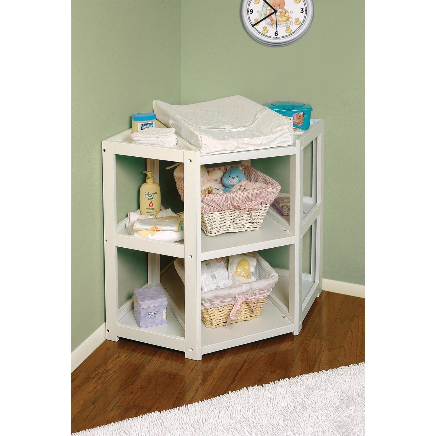 Badger Basket Diaper Corner Baby Changing Table - White