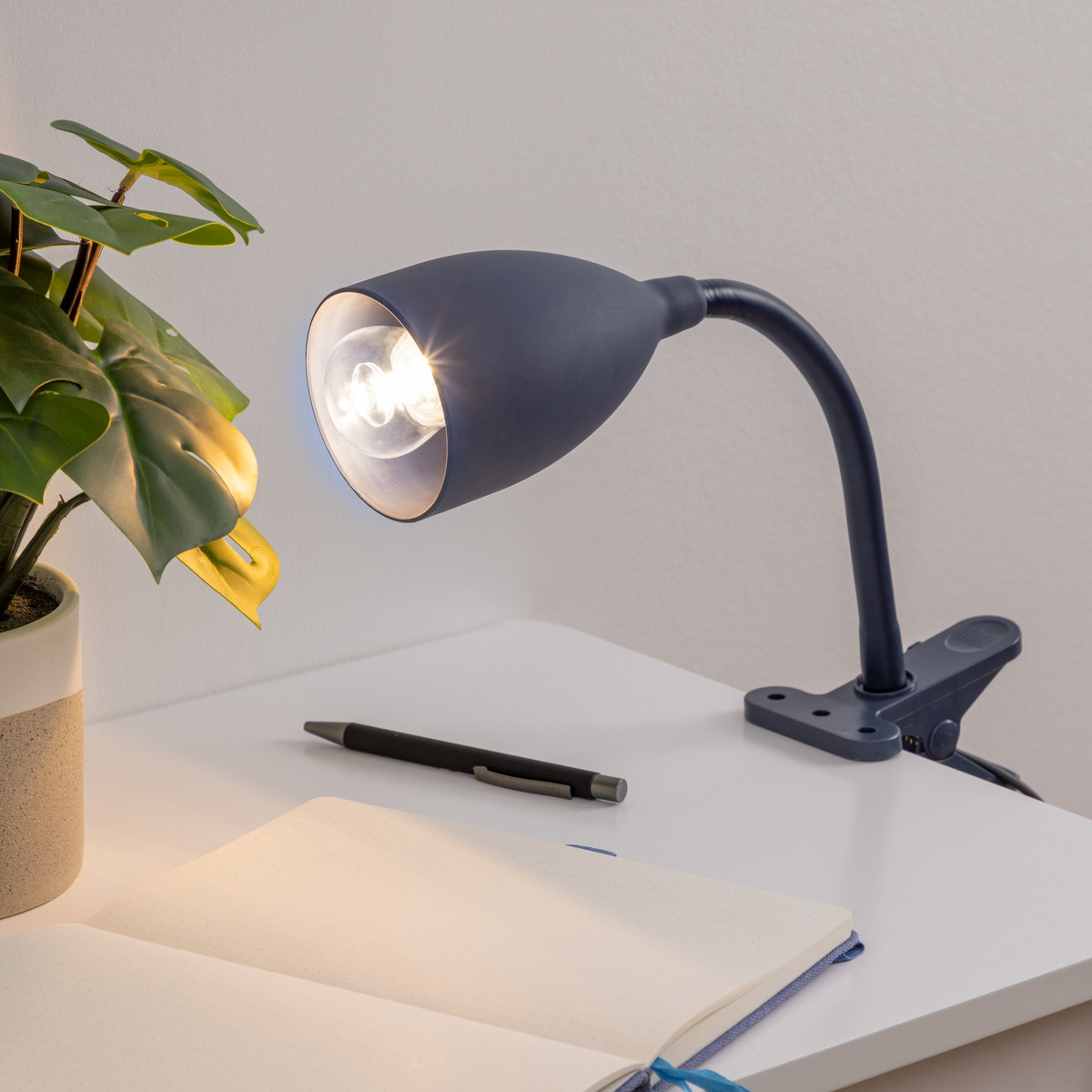 Clamp lamp "Sily" Storm blue, H.43 cm