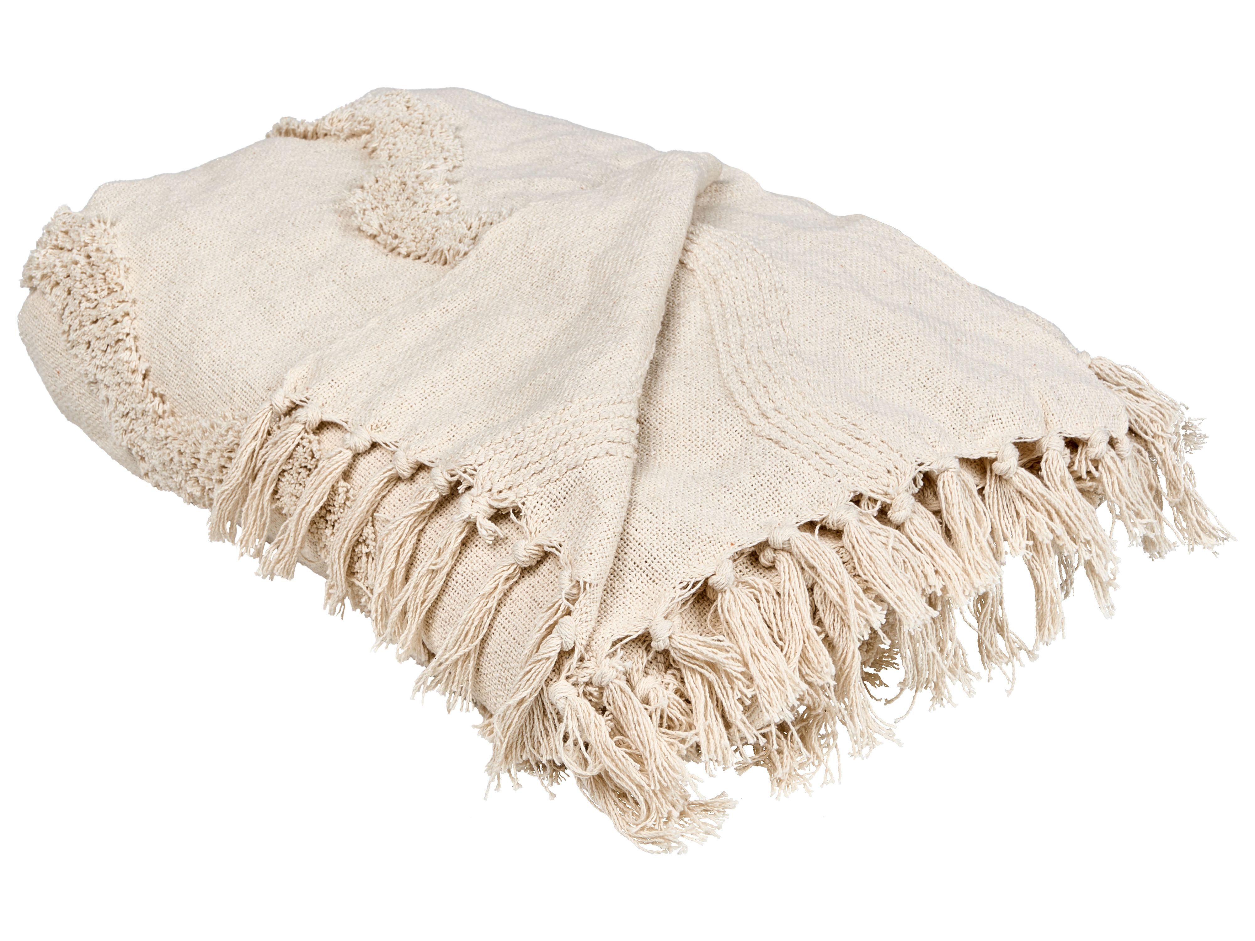 Blanket KHARI Cotton 200 x 200 cm Light Beige