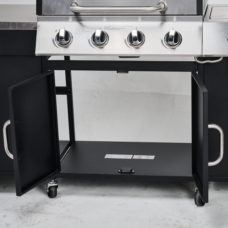5 Burner Propane Grill Adjustable Portable Folding Modern Outdoor Tabletop BBQ Trolley Easy Assembly Powder Coated Cold Rolled