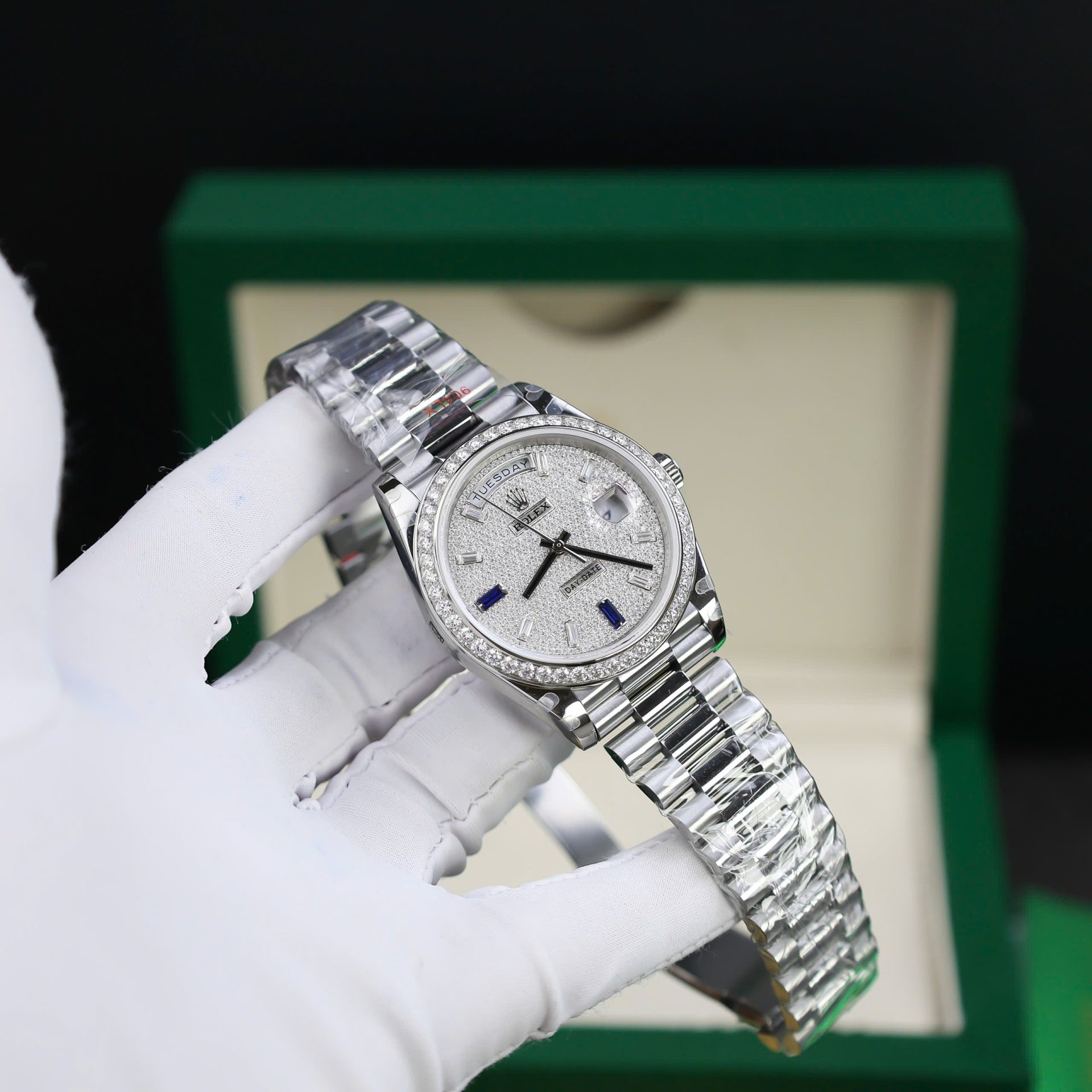 Rolex Day-Date Best Copies Watch Diamonds Moissanite Custom GM Factory 40mm - Top club