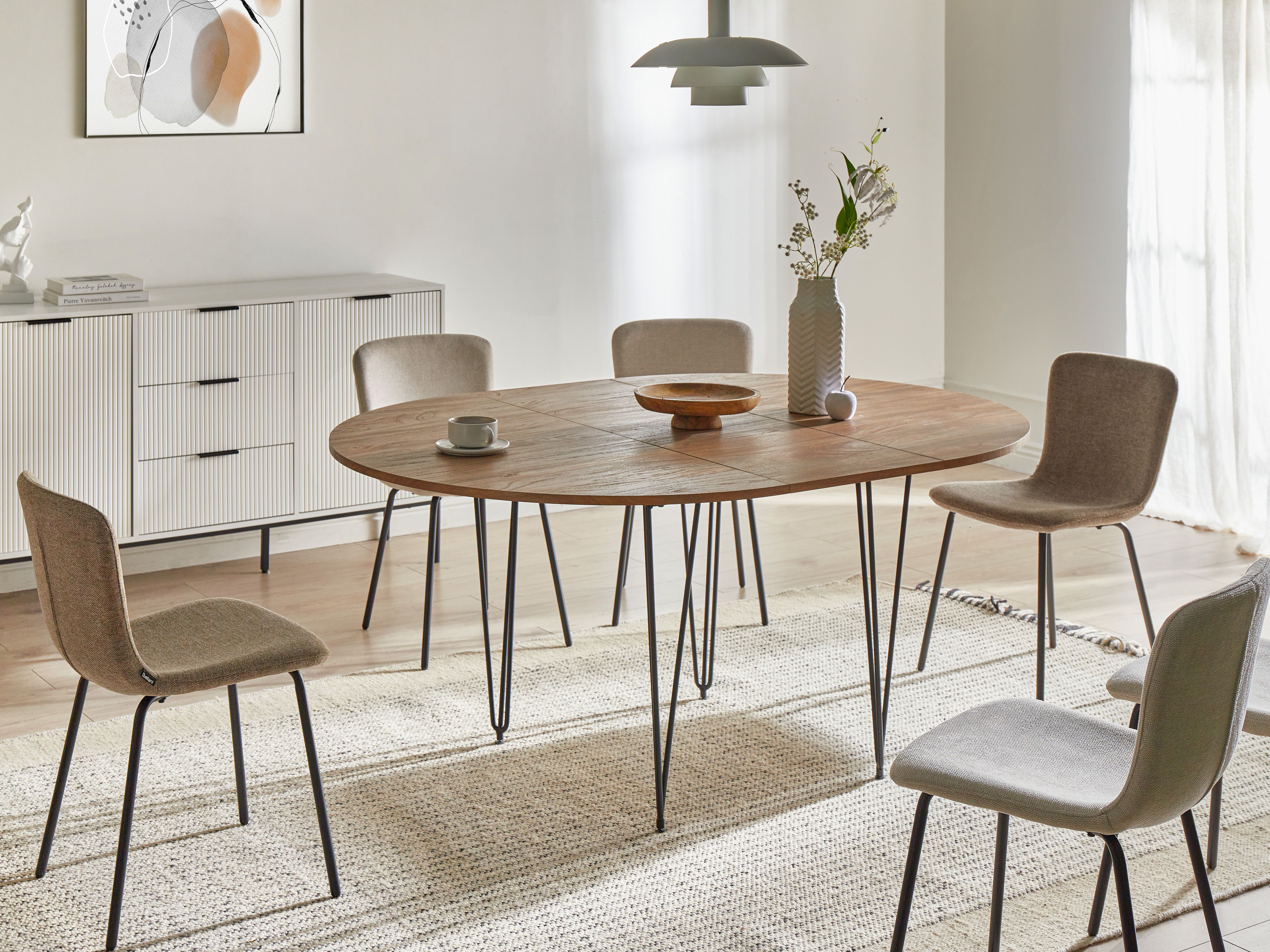 Extending Dining Table LOUISE Brown 120/160 cm 120 cm