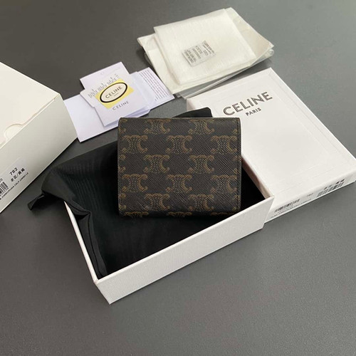 AAA+ Replica Celine Small Flap Wallet Triomphe Canvas