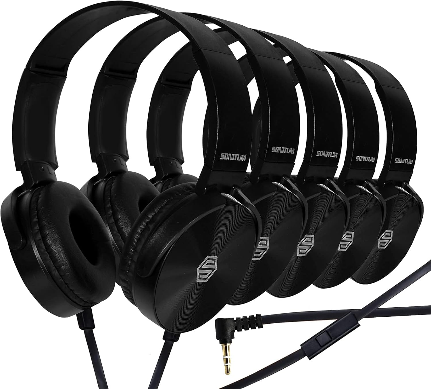 Classroom Headphones-Bulk 25-Pack, with Microphone Student On Ear Comfy Swivel Earphones for Library, School, Airplane, Kids-for Online Learning and Travel, HQ Stereo Sound 3.5mm Jack (Black Set)