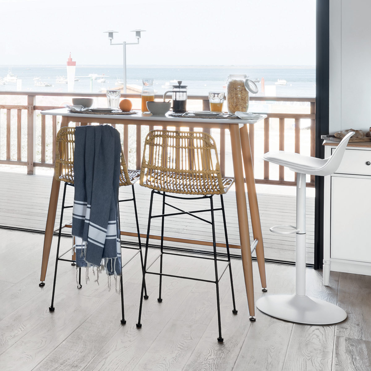 Bar dining table "Roka" White, L.120 cm