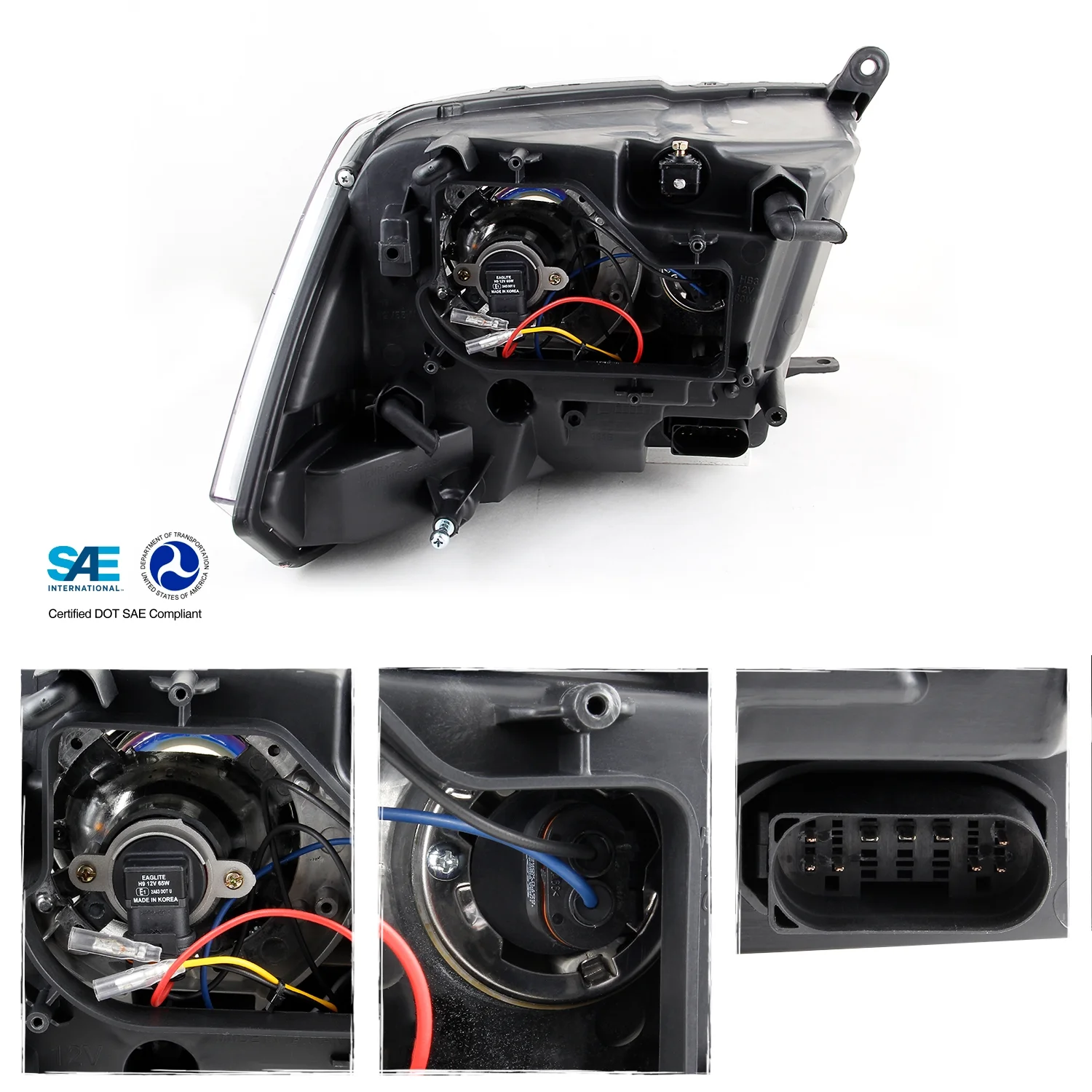 AKKON - [Factory Upgrade] For 09-18 Dodge Ram 1500 2500 3500 Dual Projector LED DRL Headlights With Light bulbs