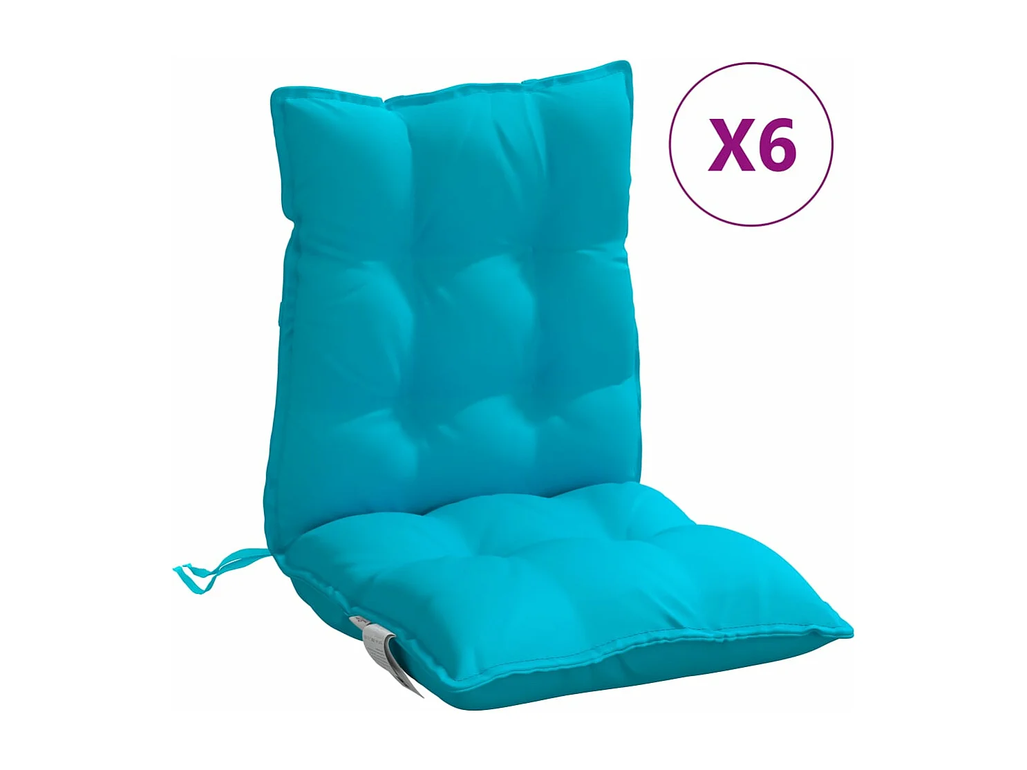Coussins de chaise à dossier bas lot de 6 turquoise