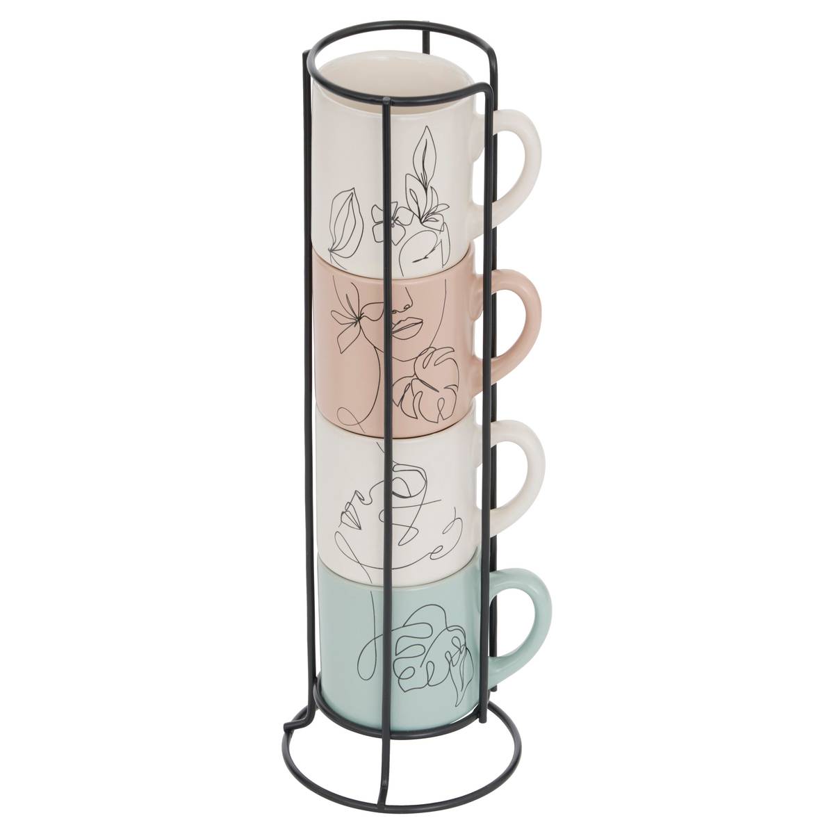 4-mug rack "Face" ceramic, 120 ml