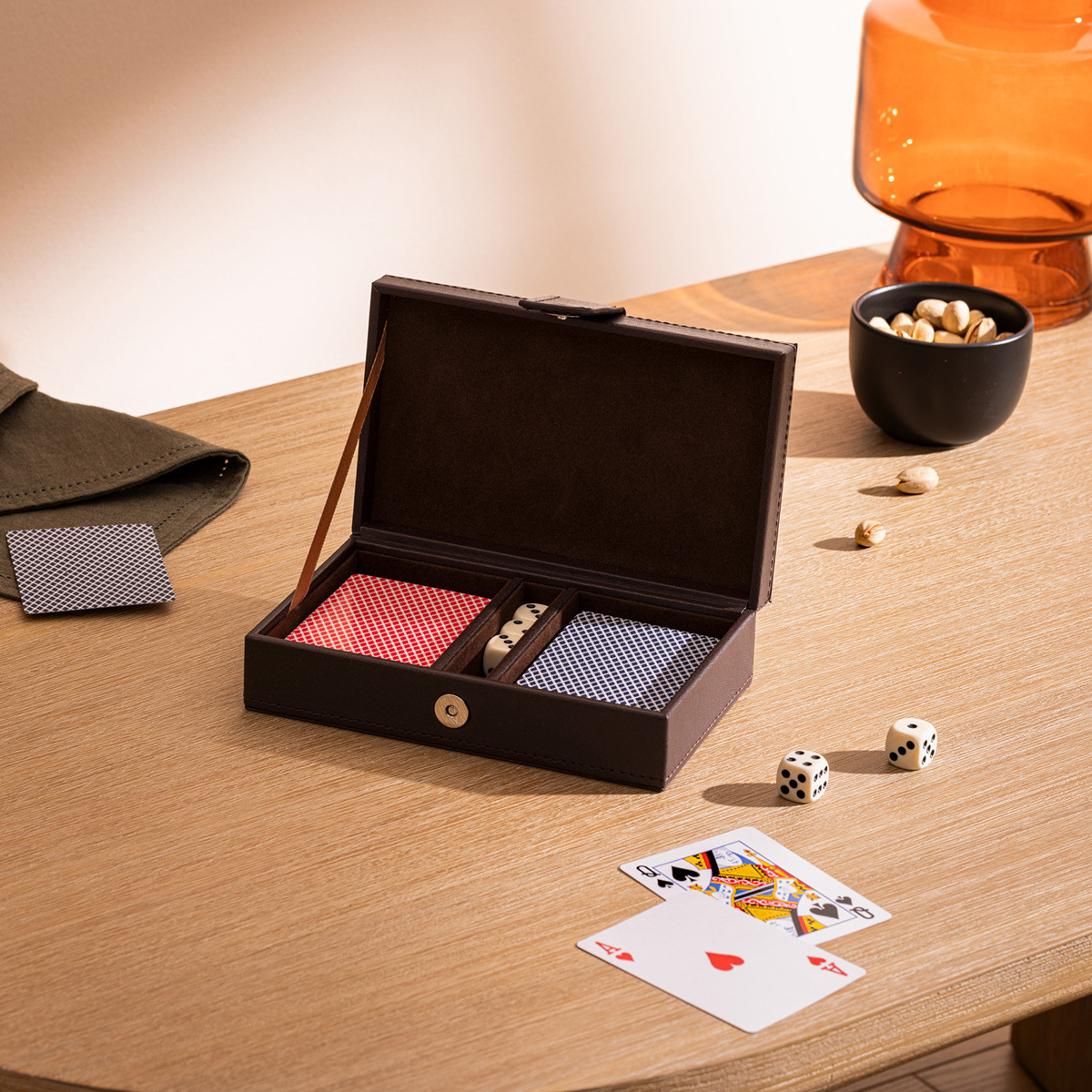 Card game box set "Jule" Brown, 19x5 cm