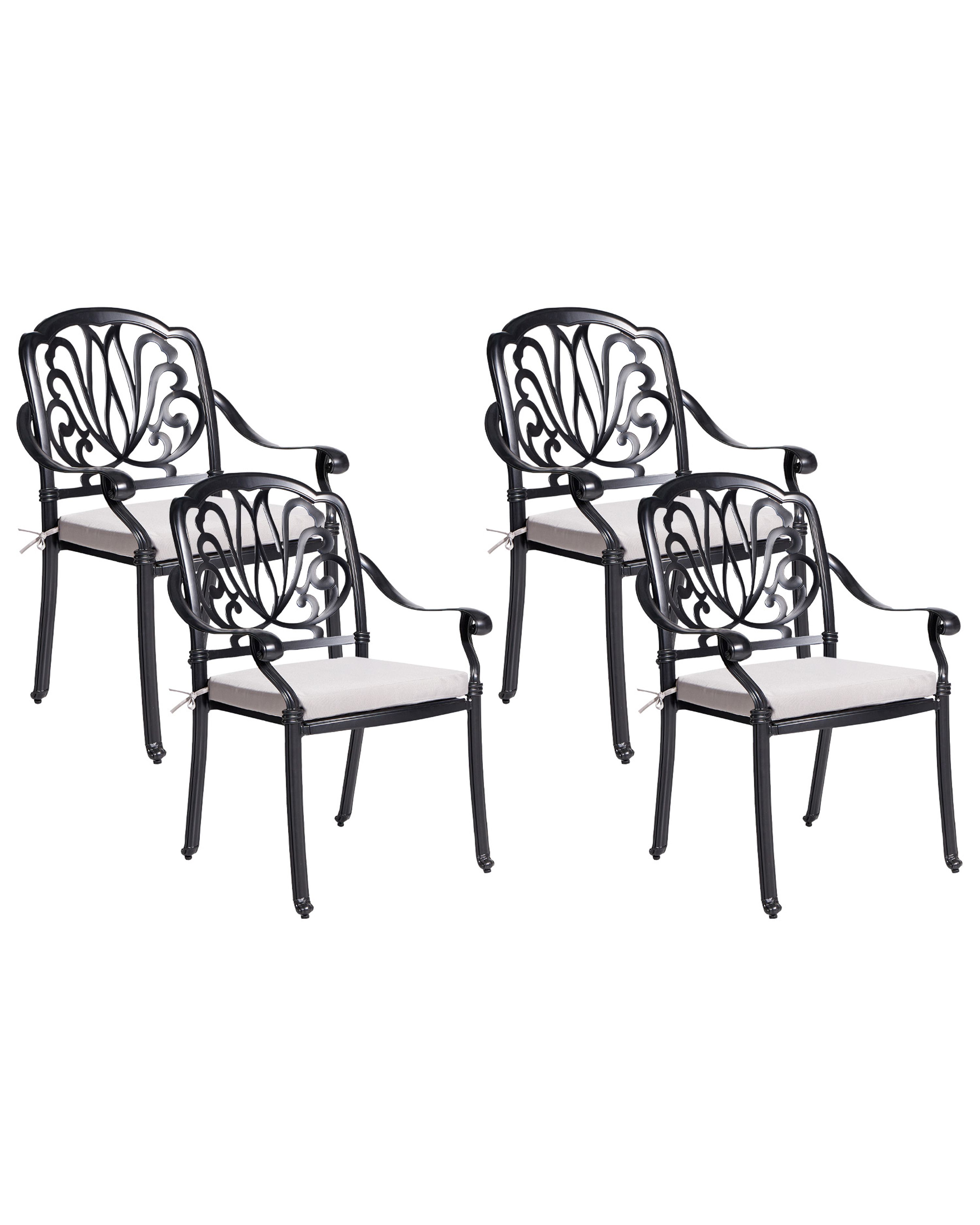 Set of 4 Garden Chairs with Cushions ANCONA Metal Black