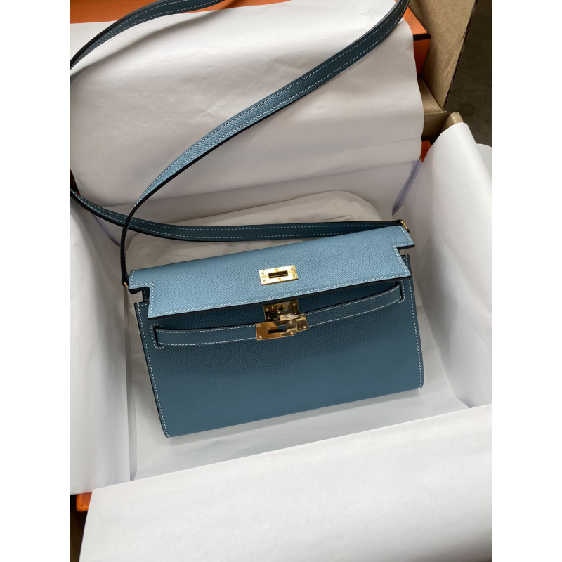Replica Hermes Kelly Wallet To Go Woc 499041 Blue1:1High-quality replica