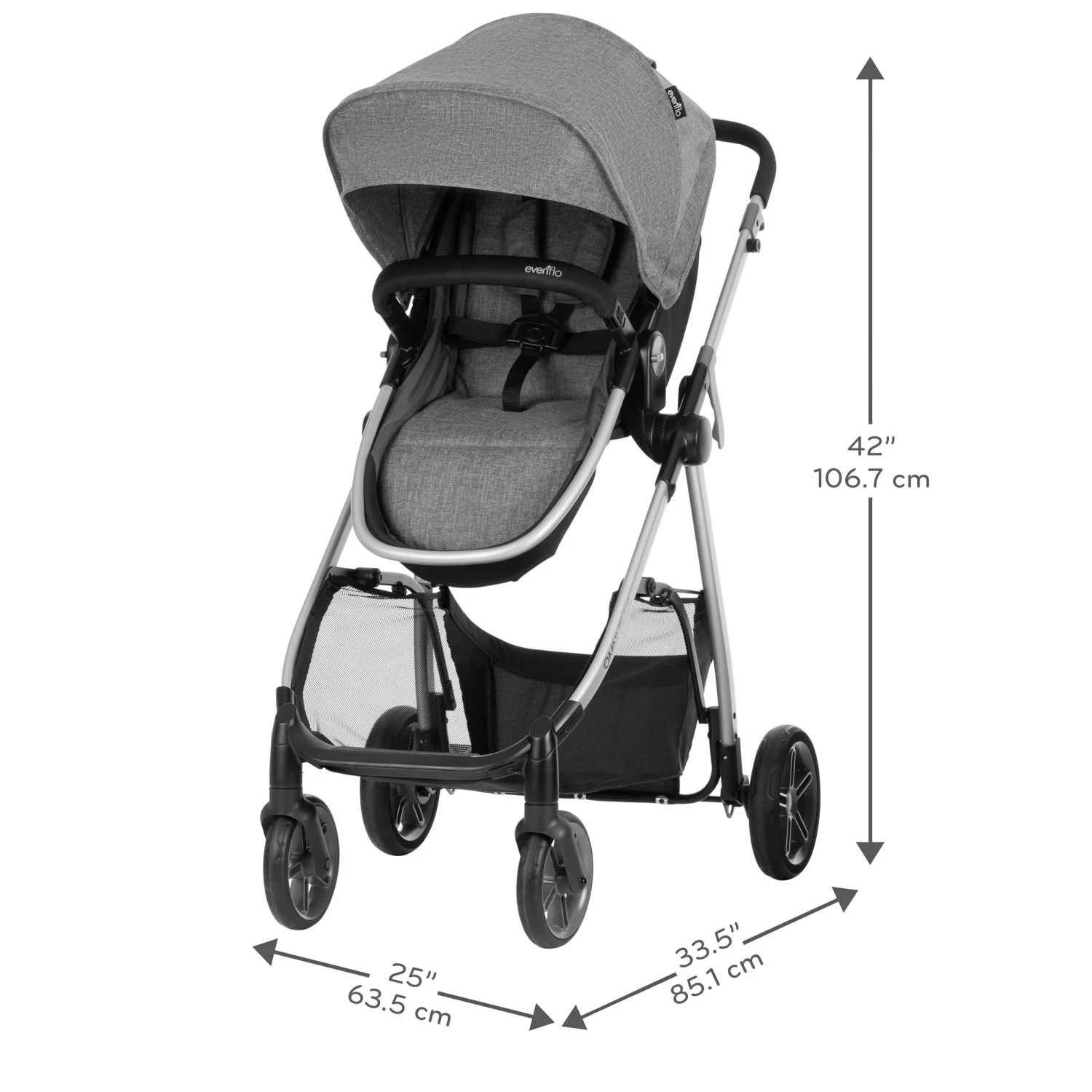 Evenflo Omni Plus Modular Travel System with LiteMax Sport Infant Car Seat, Mylar Gray, Unisex - Image 6