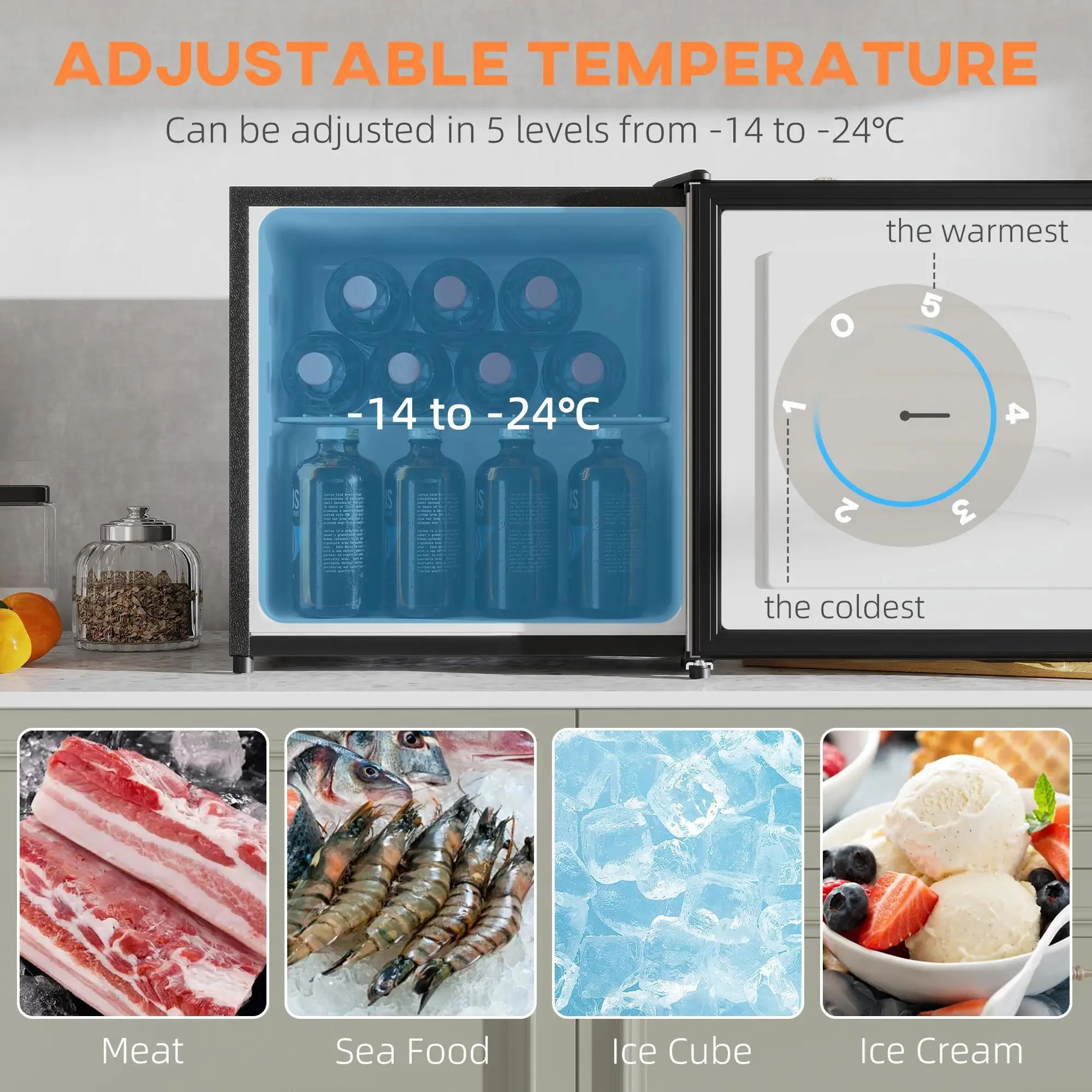 Resenkos 1.1 Cu.Ft Countertop Mini Freezer, Compact Upright Freezer with Removable Shelves, Red - Image 51