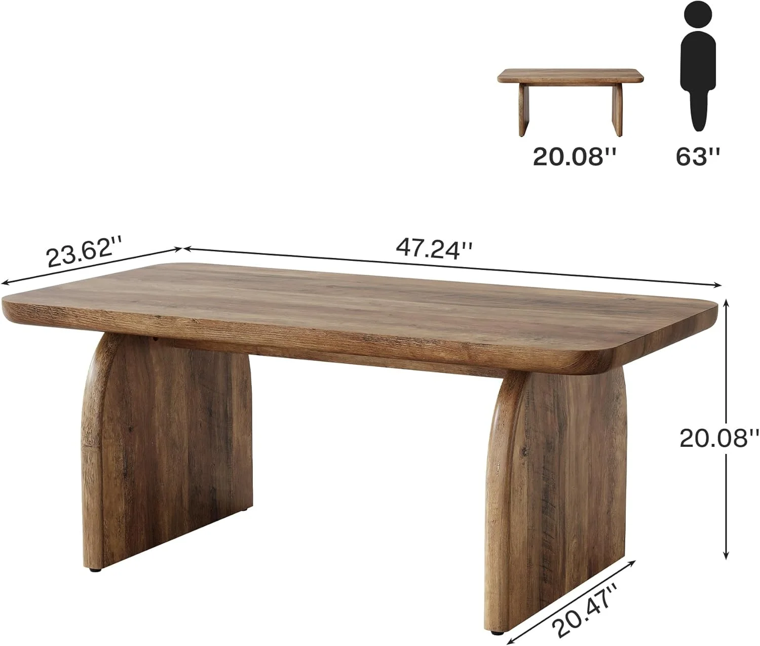 Tribesigns Rectangle Coffee Table, 47-Inch Wood Rectangular Living Room Table