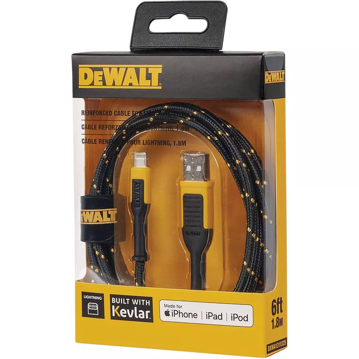 DEWALT 6 Ft. Lightning to USB Reinforced Braided Cable