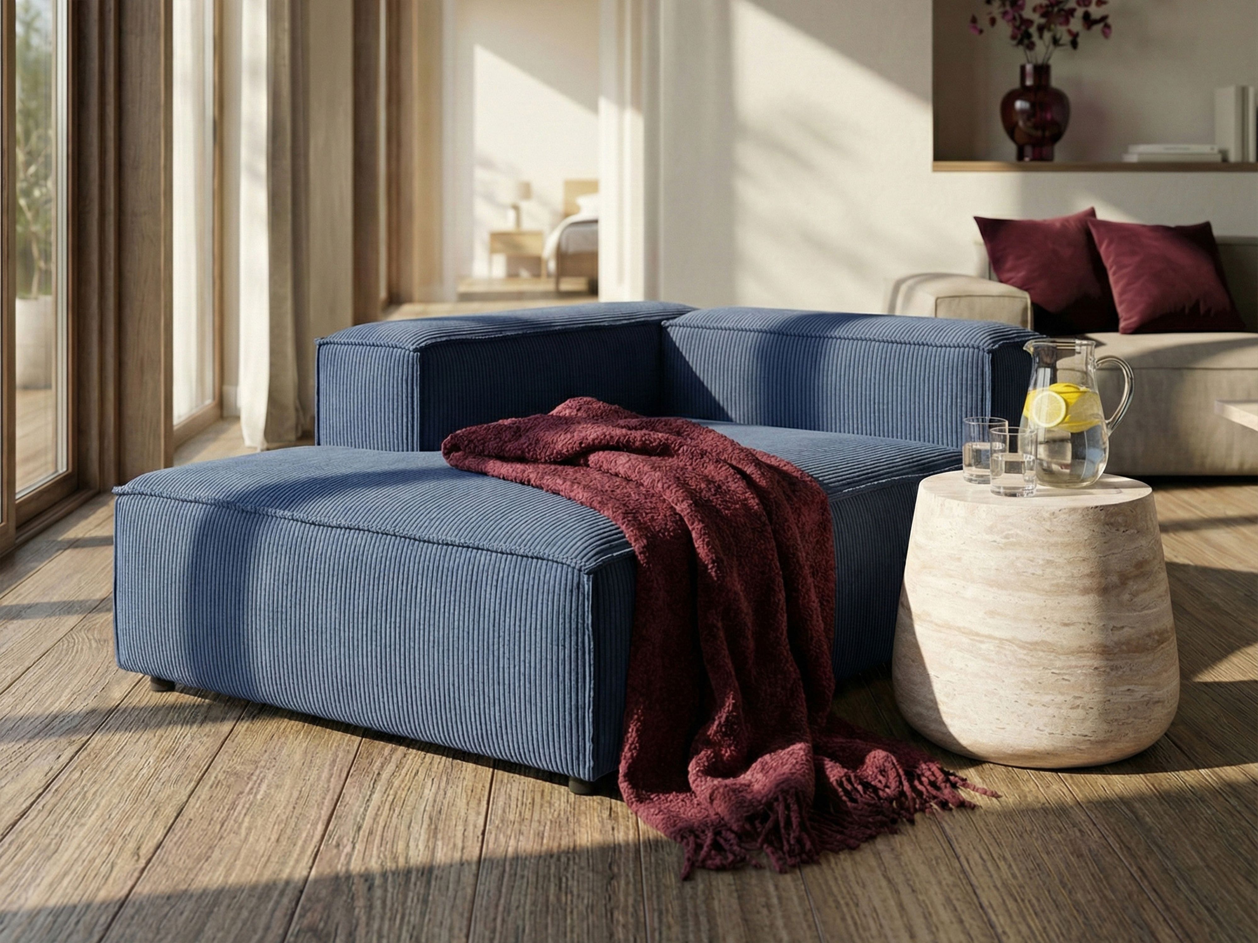 Right-Hand Chaise Lounge ARDAL Corduroy Dark Blue