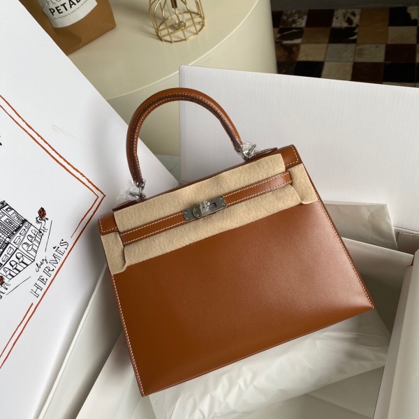 Hermès Kelly 25 Box Leather – Caramel Color1:1High-quality replica