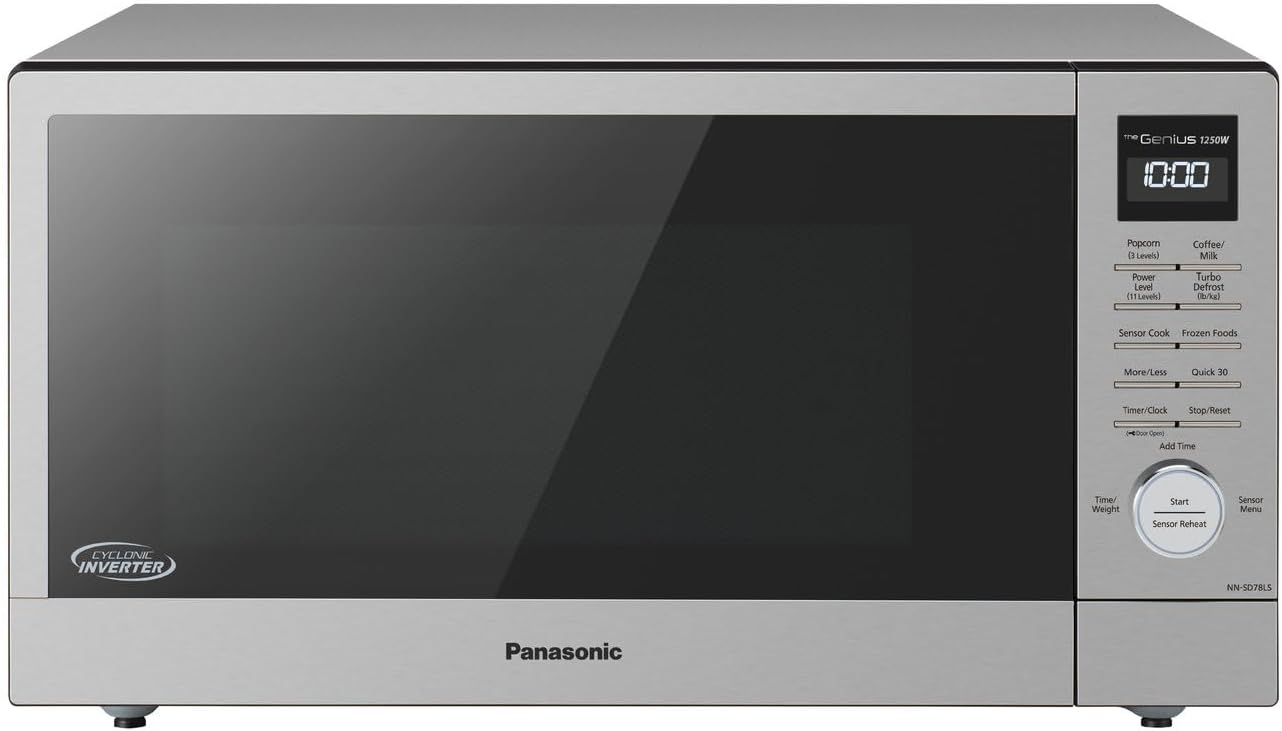 Panasonic NN-SD78LS 1.6 cu.ft Cyclonic Inverter Countertop Microwave Oven 1250Watt Power with Genius Sensor Cooking, cft, 19.44